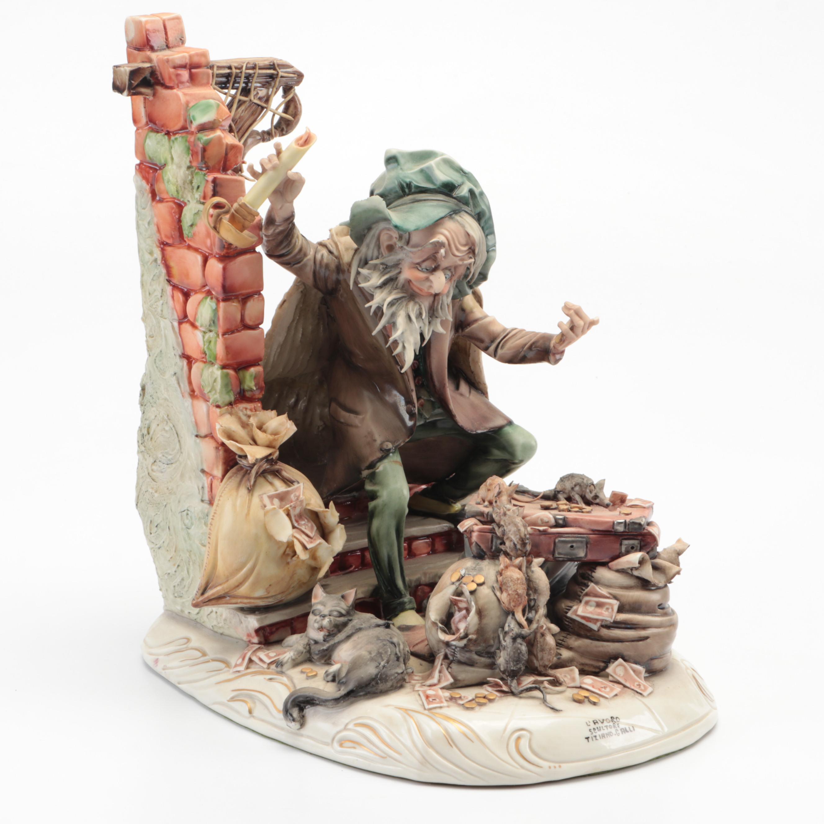 Tiziano Galli  Capodimonte "The Miser" Porcelain Figurine