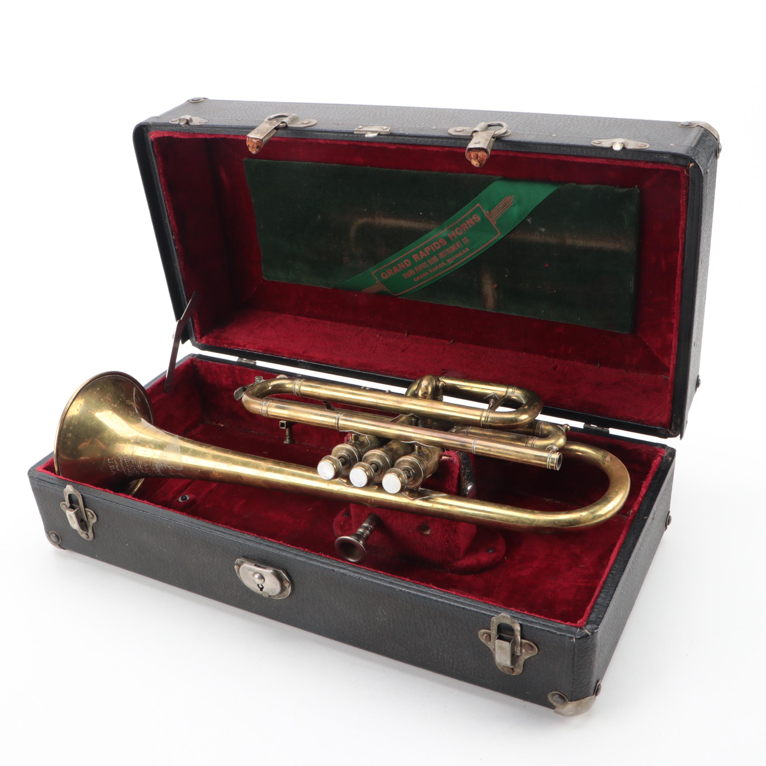 Grand Rapids Band Instrument Co. Bb/A Cornet with Case, Mid-20th Century
