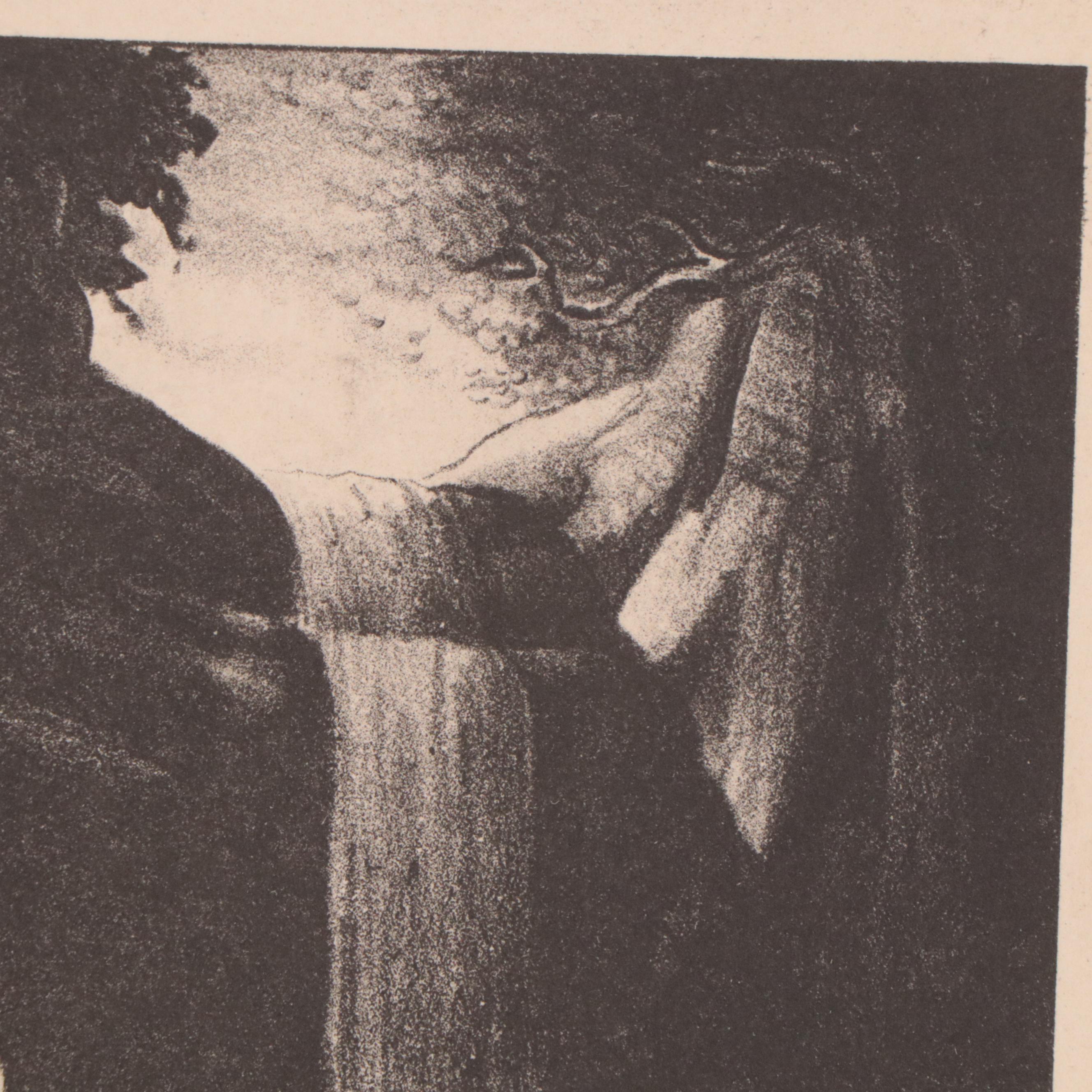 Dan Burne Jones Figurative Lithograph of Man at Waterfall