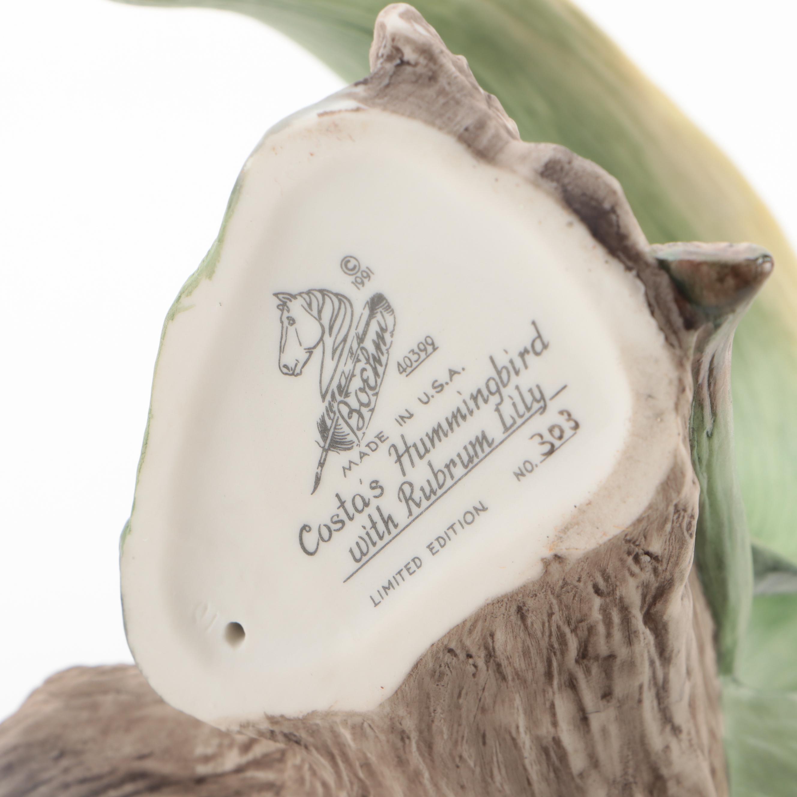 Boehm "Costa's Hummingbird with Rubrum Lily" Porcelain Figurine