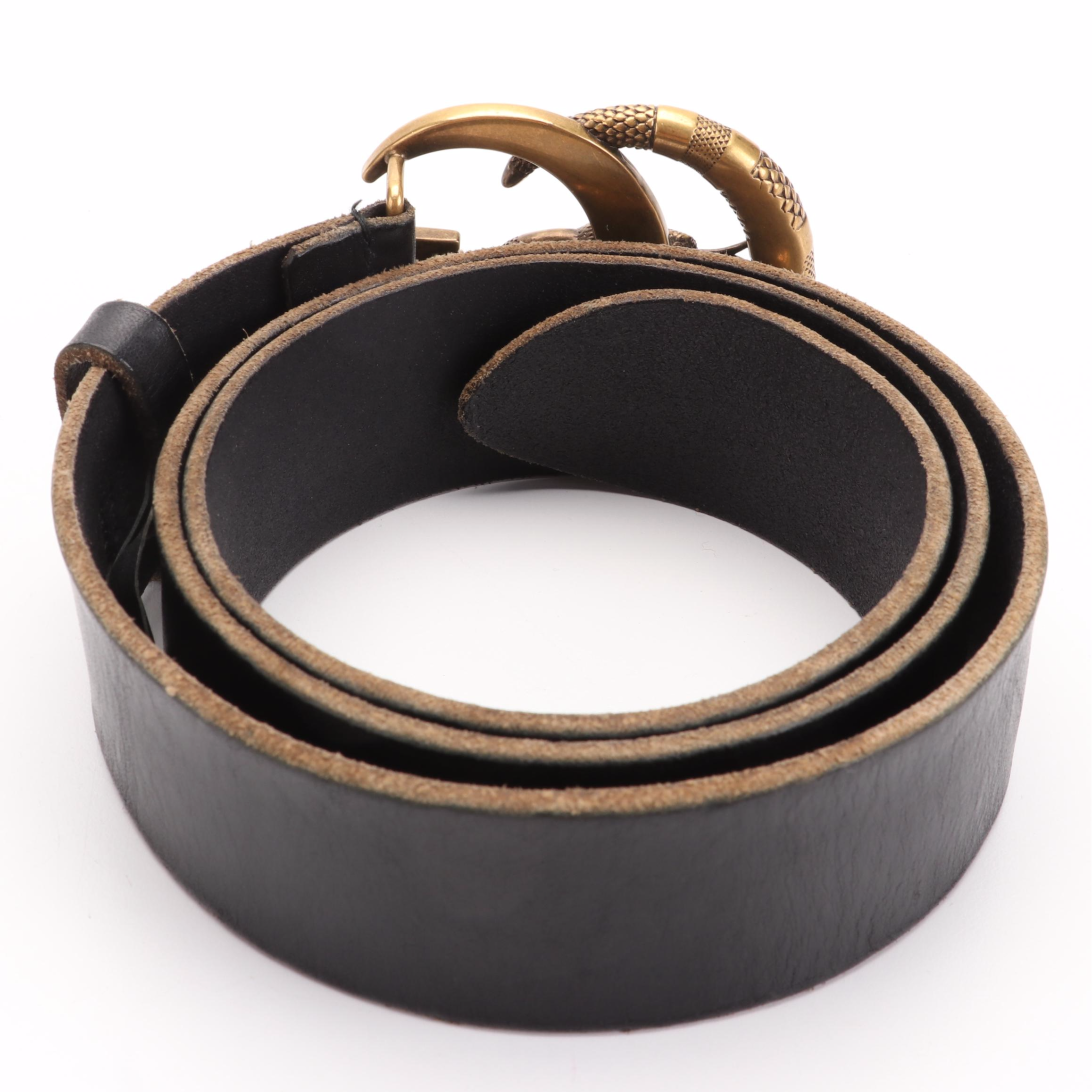 Gucci Snake GG Wide Marmont Belt in Black Leather