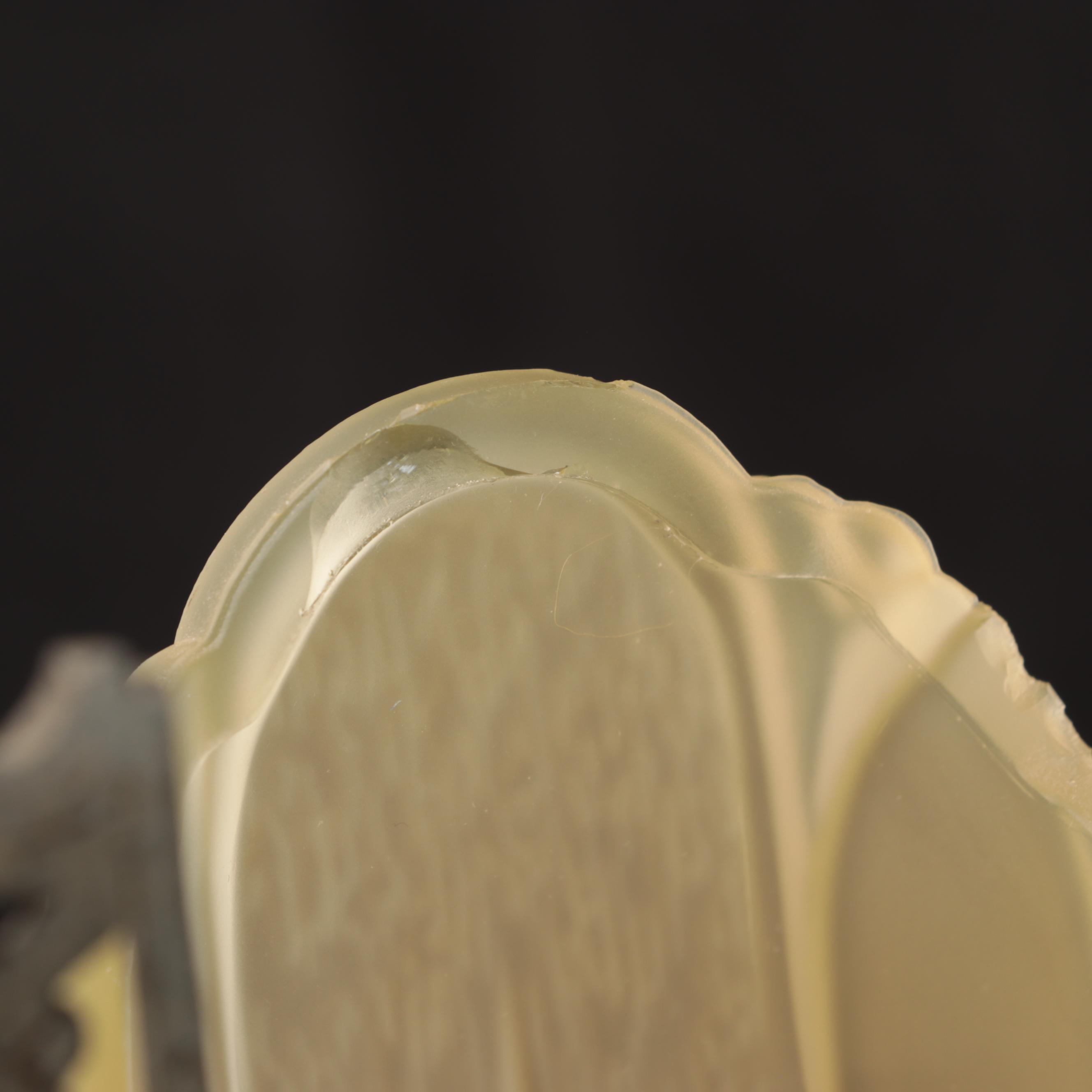 Art Deco Uranium Glass Slip Shade and Spelter Chandelier