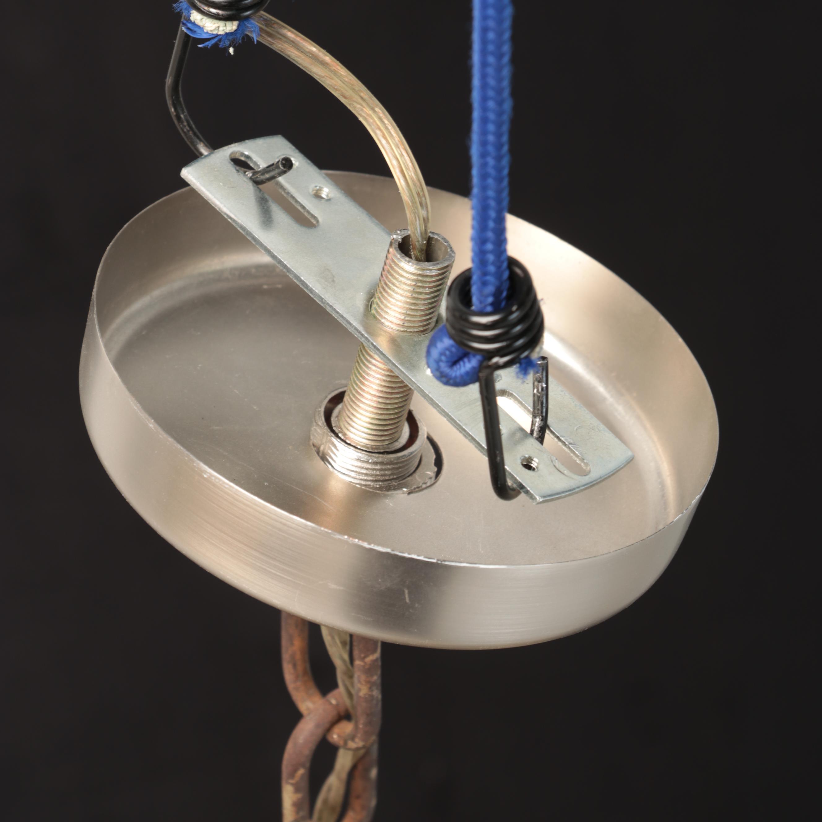 Art Deco Uranium Glass Slip Shade and Spelter Chandelier