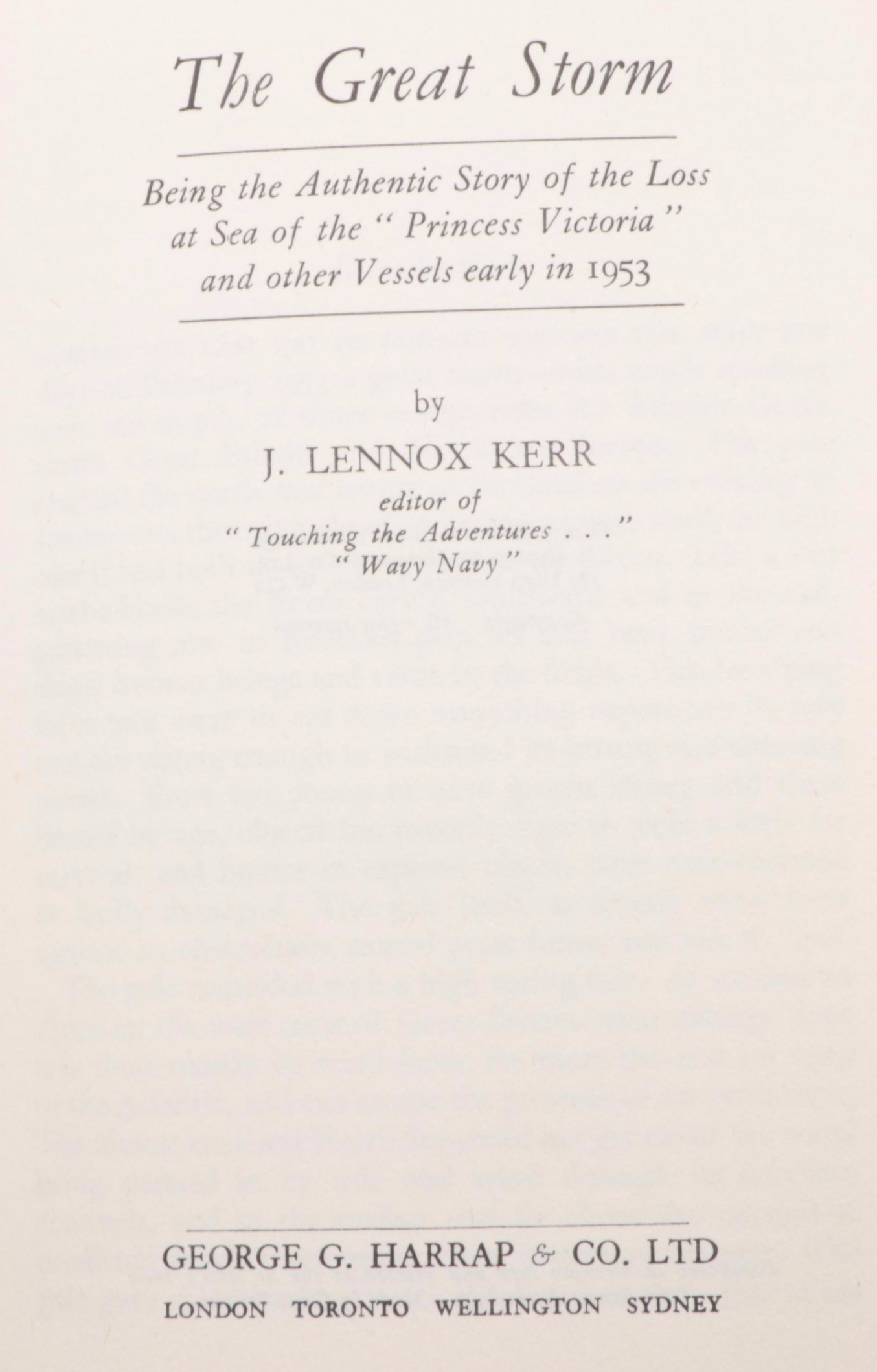 First UK Edition "The Great Storm" by J. Lennox Kerr and More Shipwreck Books