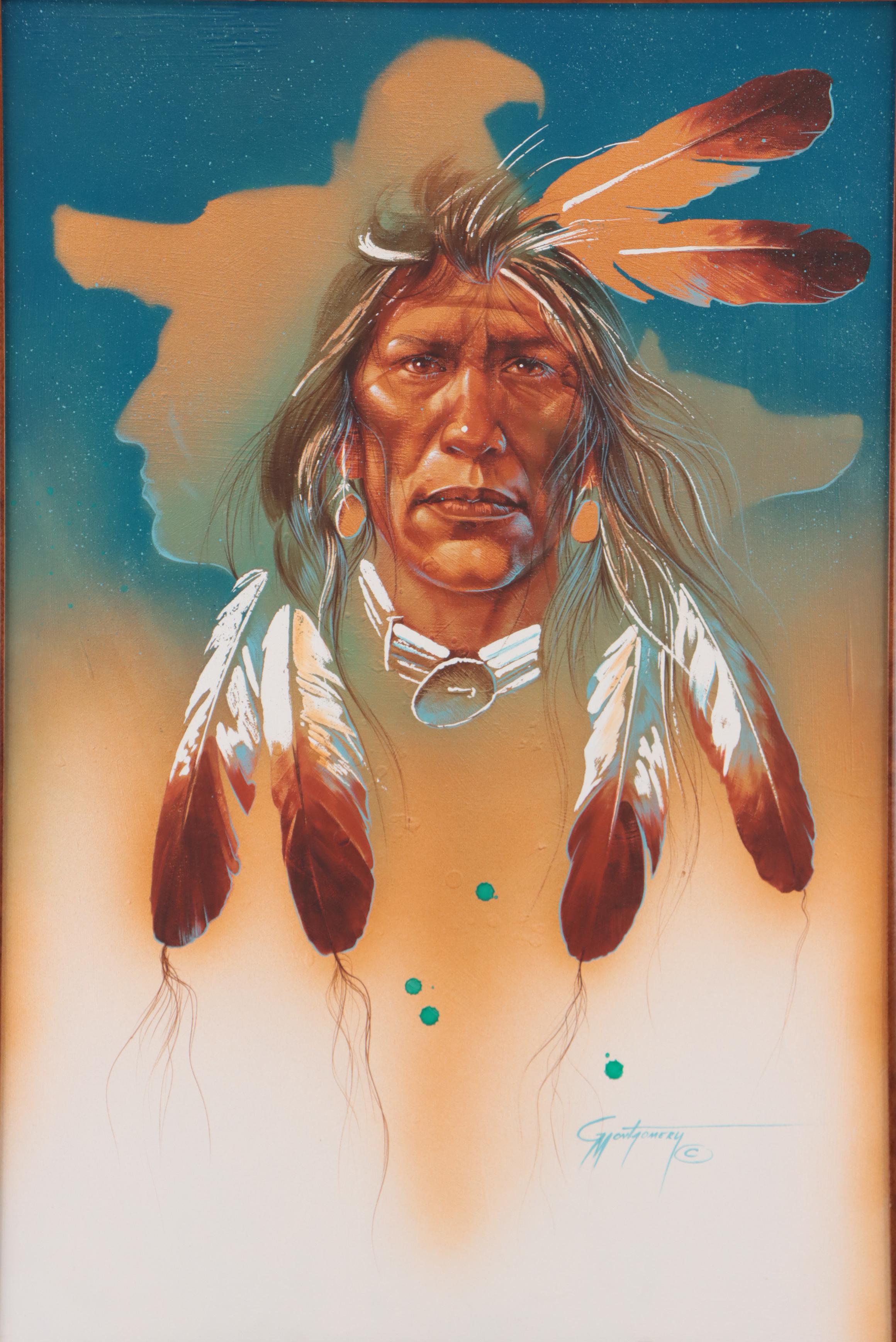 Gary Montgomery Oil Painting of Native American Portrait