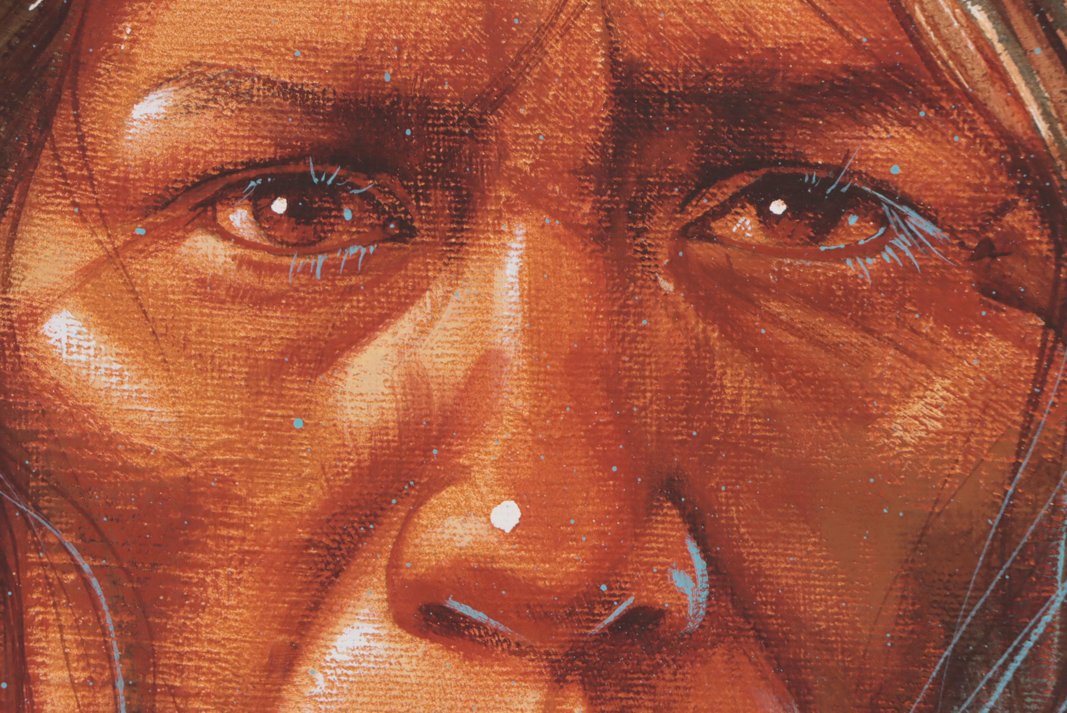 Gary Montgomery Oil Painting of Native American Portrait