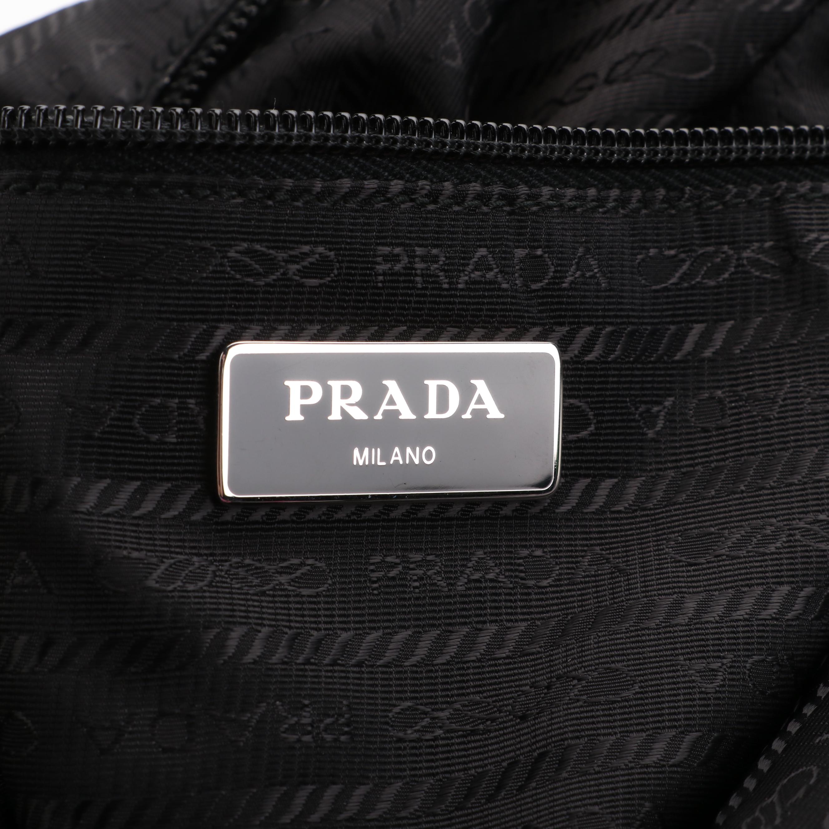 Prada Drawstring Bucket Bag Printed Tessuto Satchel