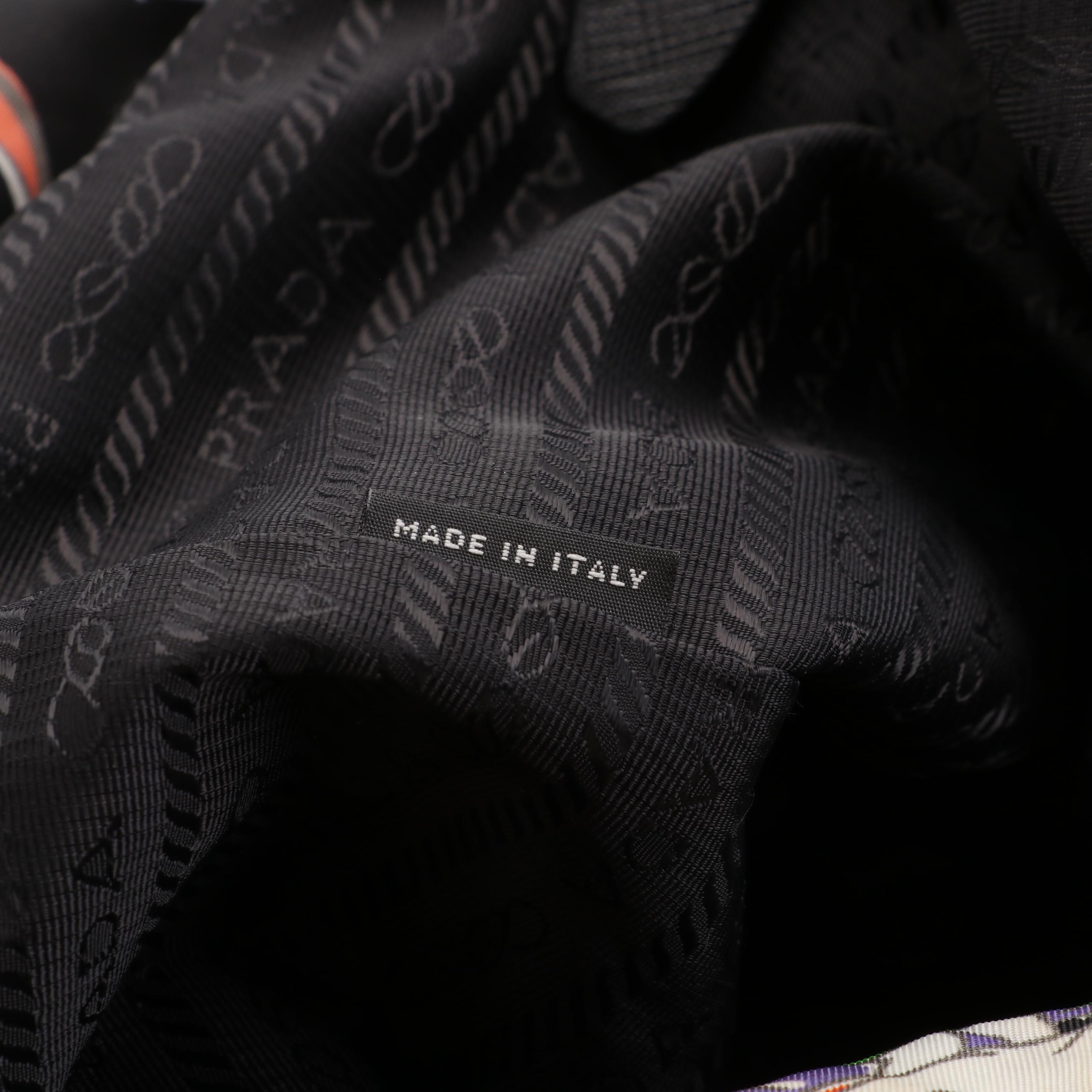 Prada Drawstring Bucket Bag Printed Tessuto Satchel