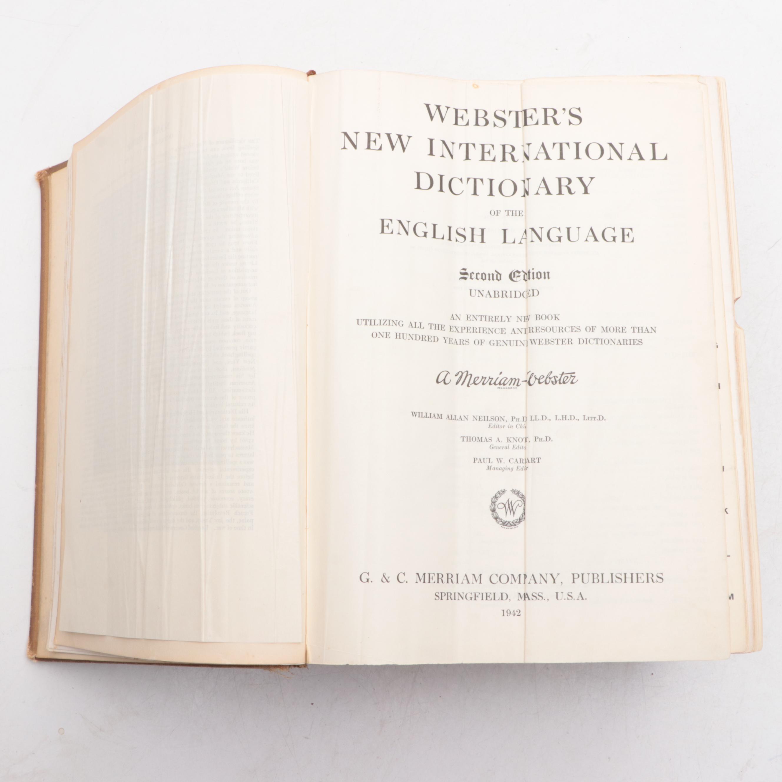 Second Edition "Webster's New International Dictionary of the English Language"