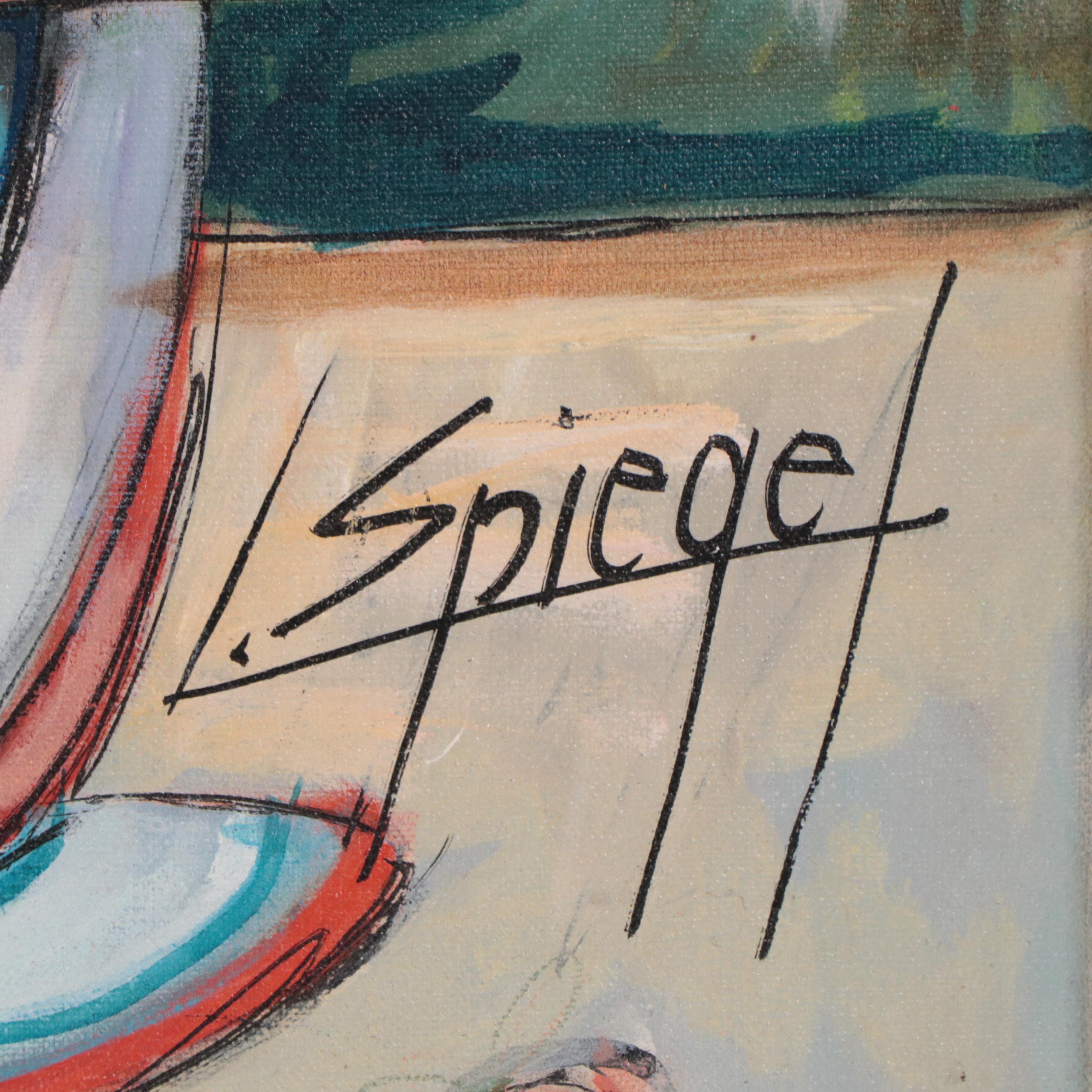 Louis Spiegel Clown Portrait Oil Painting, 1975