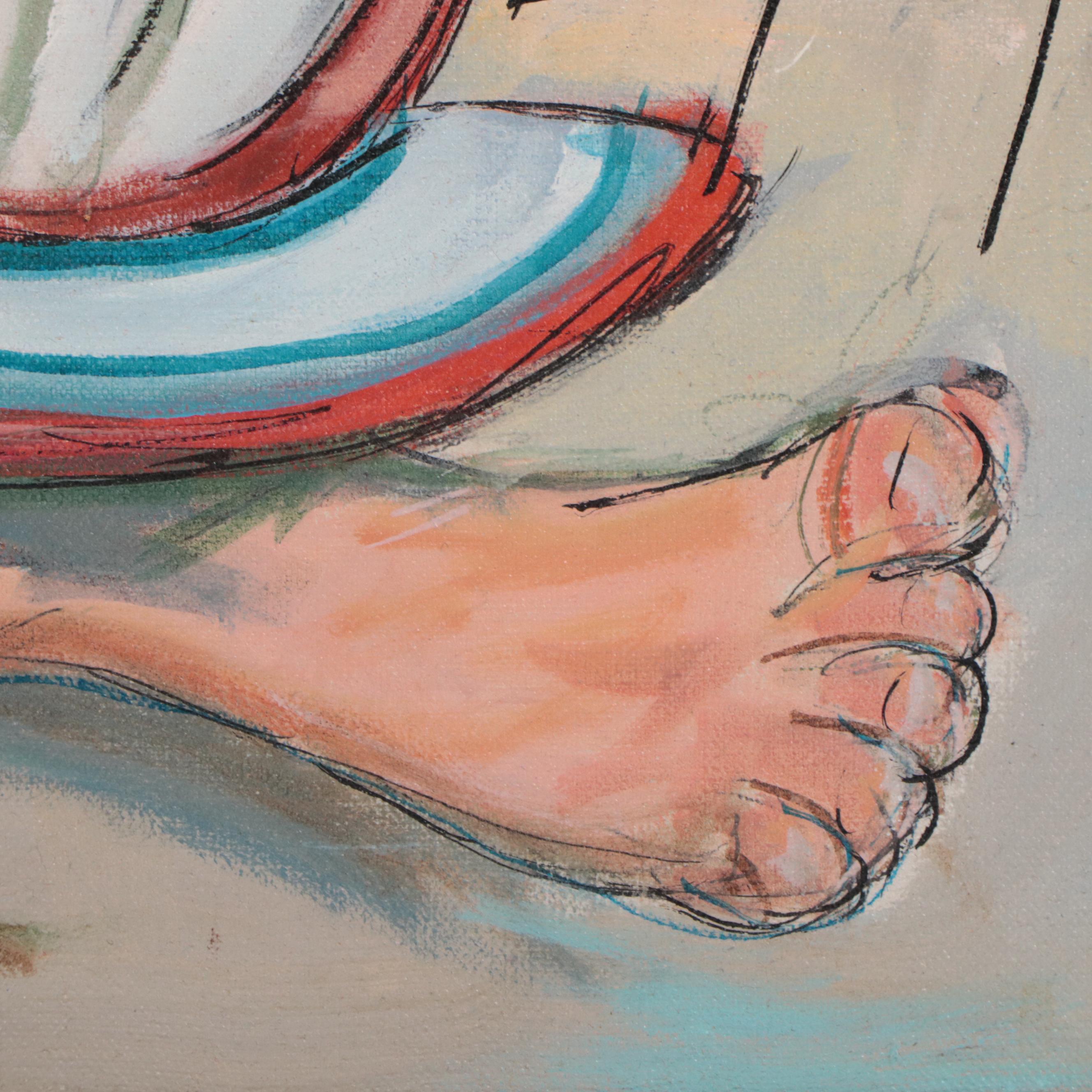 Louis Spiegel Clown Portrait Oil Painting, 1975