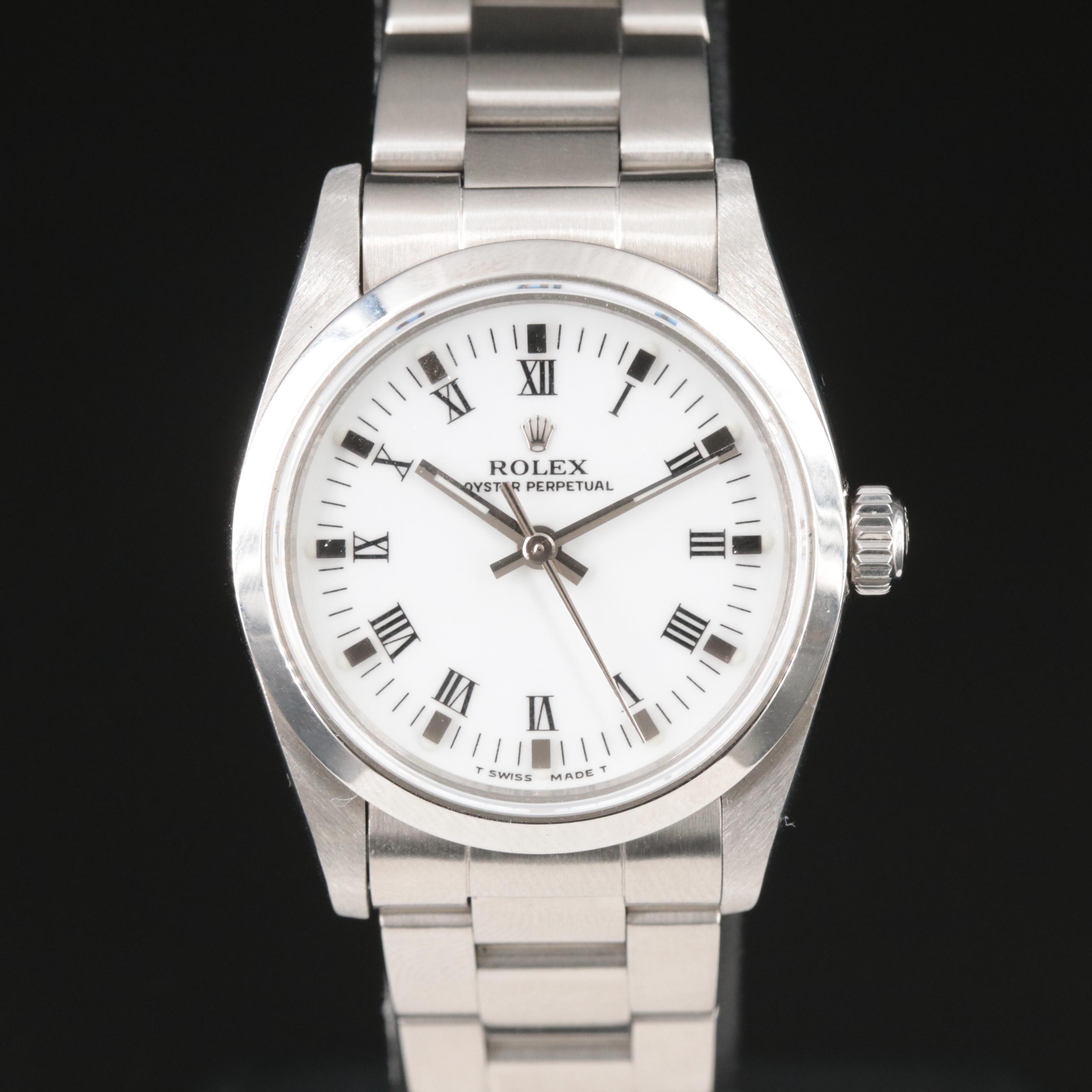 1999 Rolex Oyster Perpetual White Roman Dial Watch