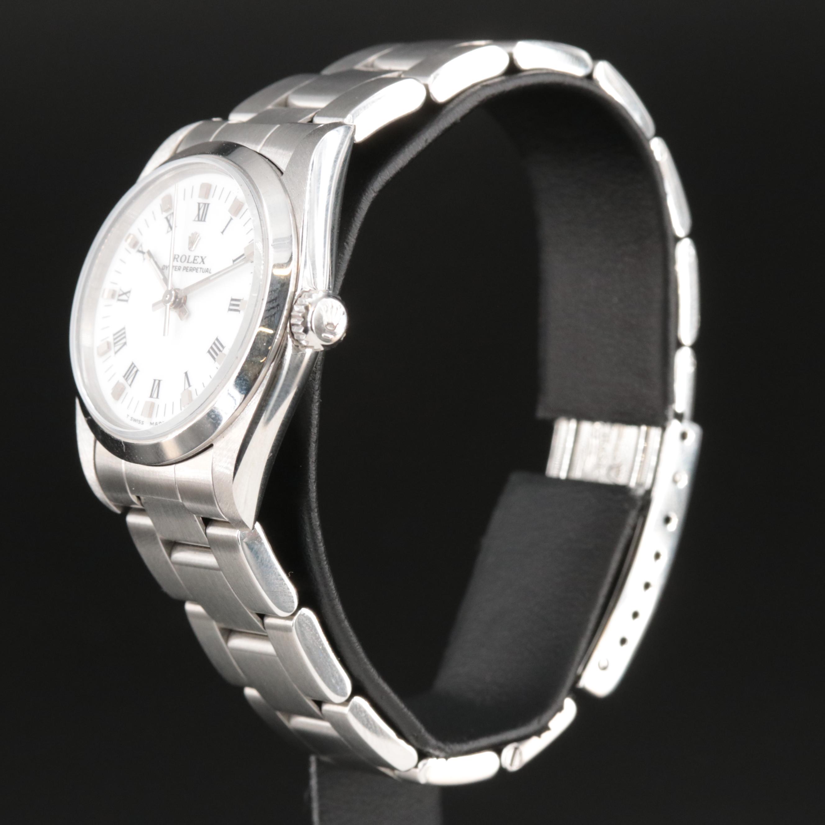 1999 Rolex Oyster Perpetual White Roman Dial Watch