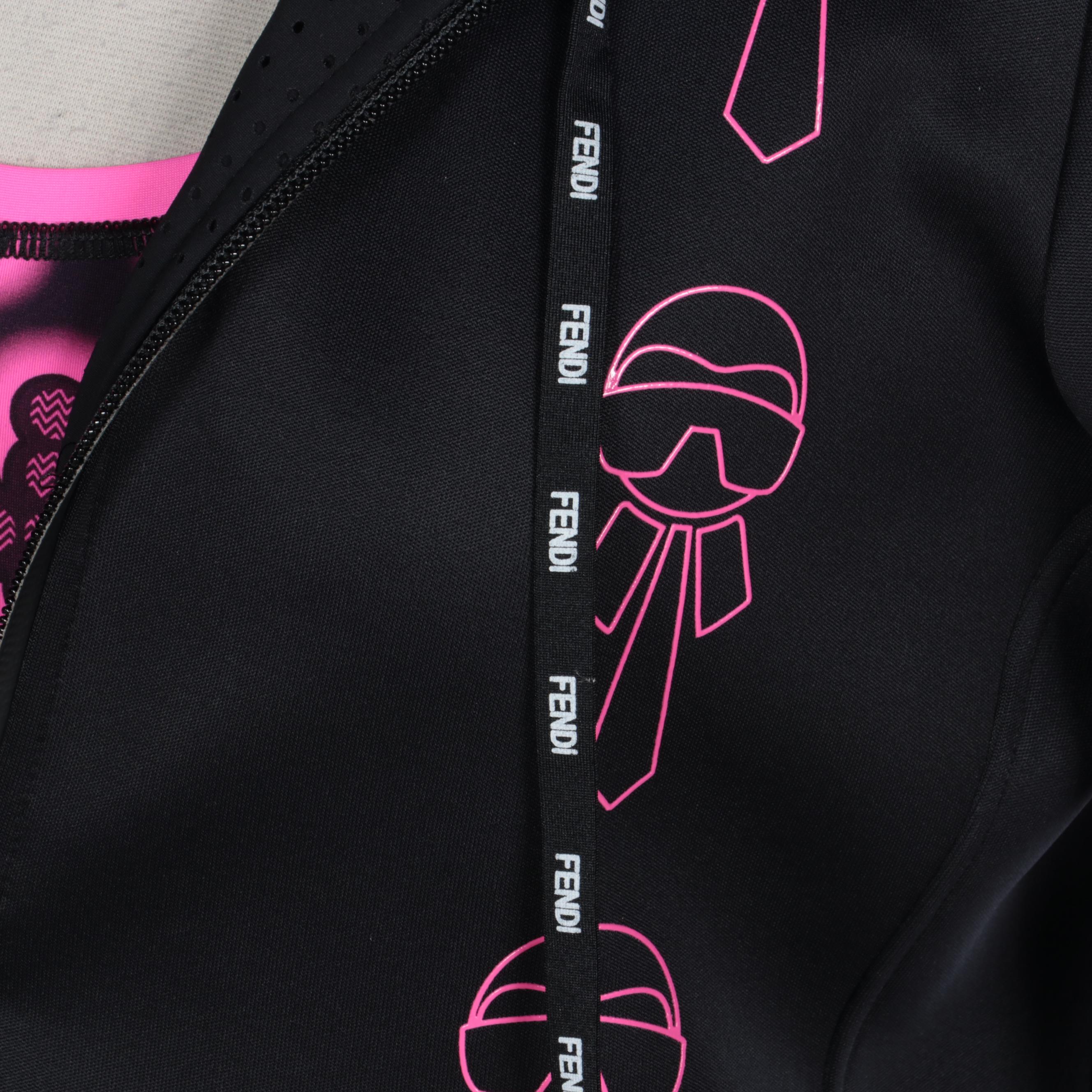Fendi Three-Piece Tracksuit in Black/Pink with Karl Lagerfeld and Graphic Print