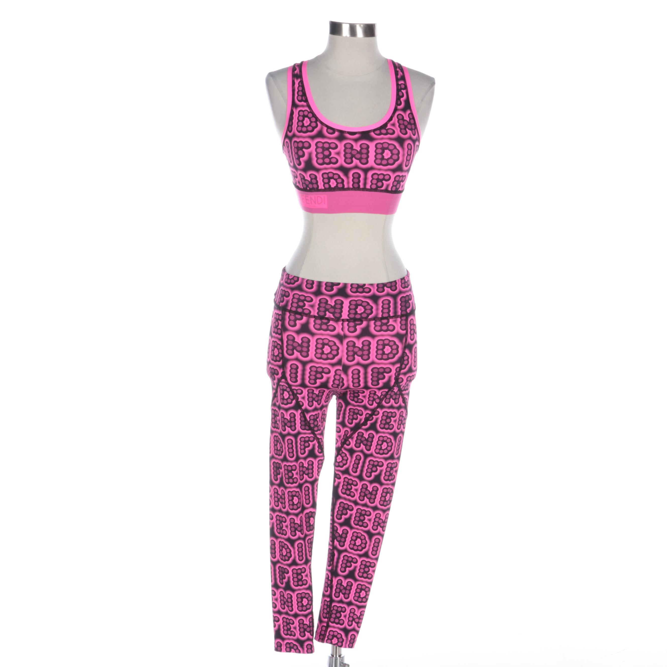 Fendi Three-Piece Tracksuit in Black/Pink with Karl Lagerfeld and Graphic Print