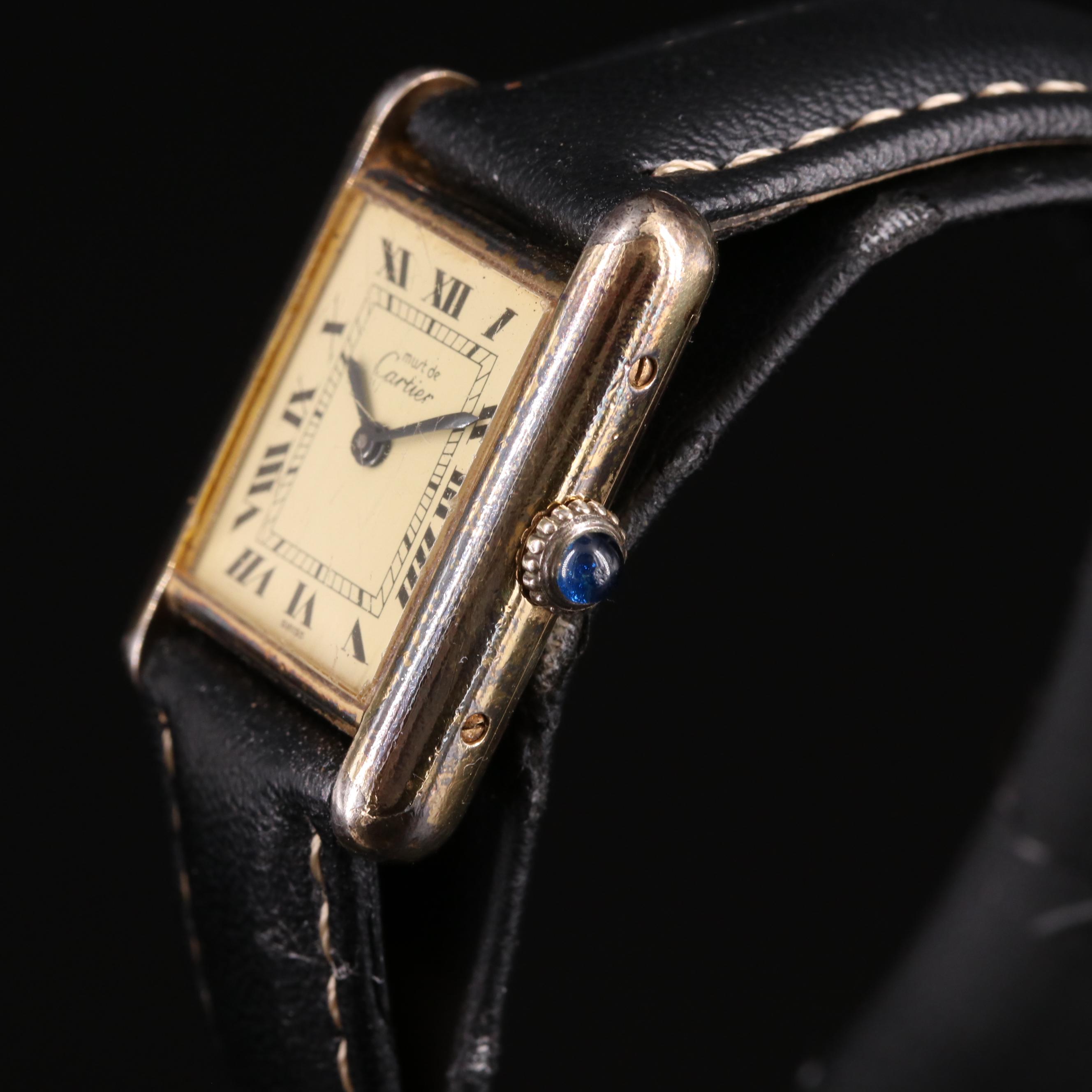 Cartier Must de Cartier 925 Argent, 20-Microns Plated Tank Watch