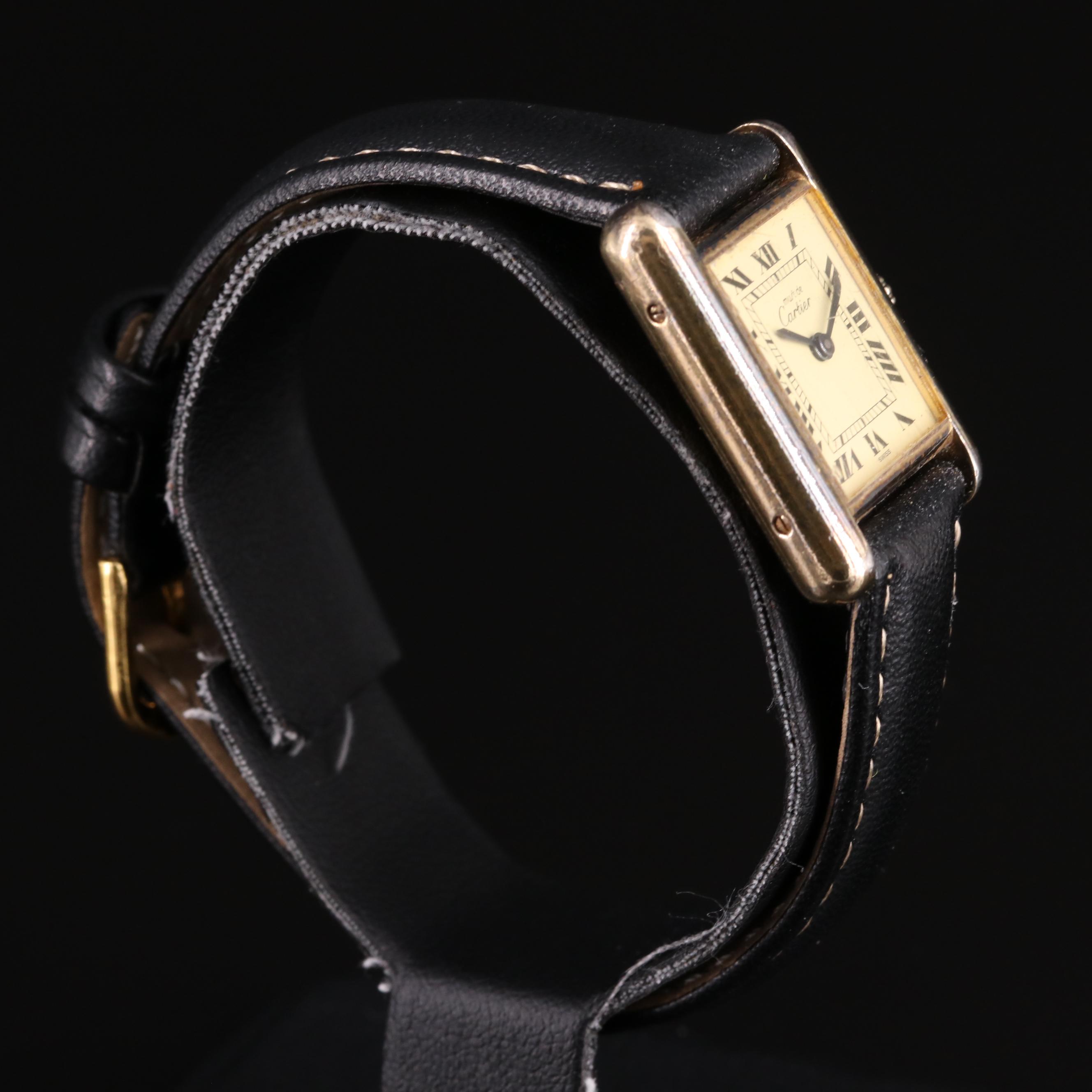 Cartier Must de Cartier 925 Argent, 20-Microns Plated Tank Watch