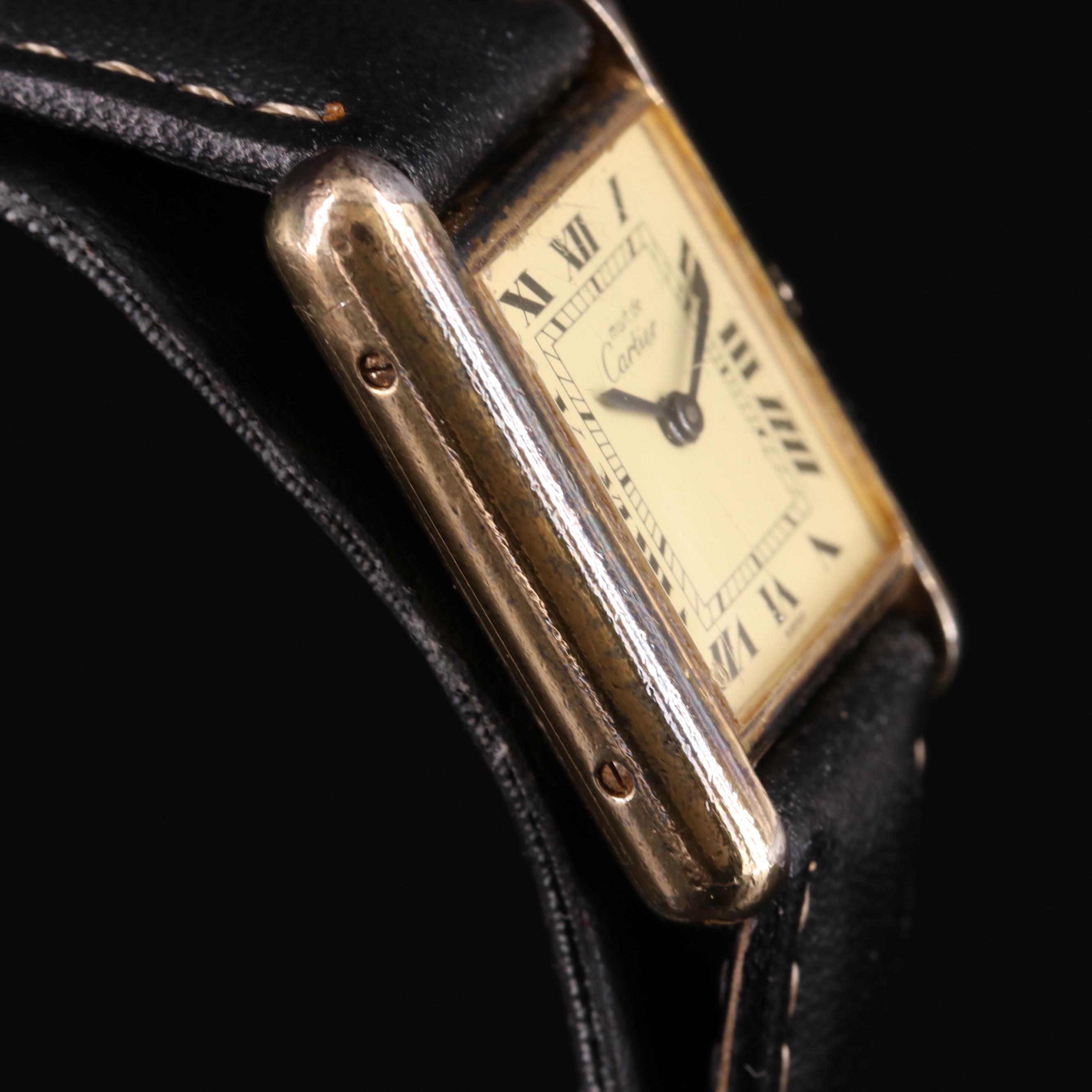 Cartier Must de Cartier 925 Argent, 20-Microns Plated Tank Watch