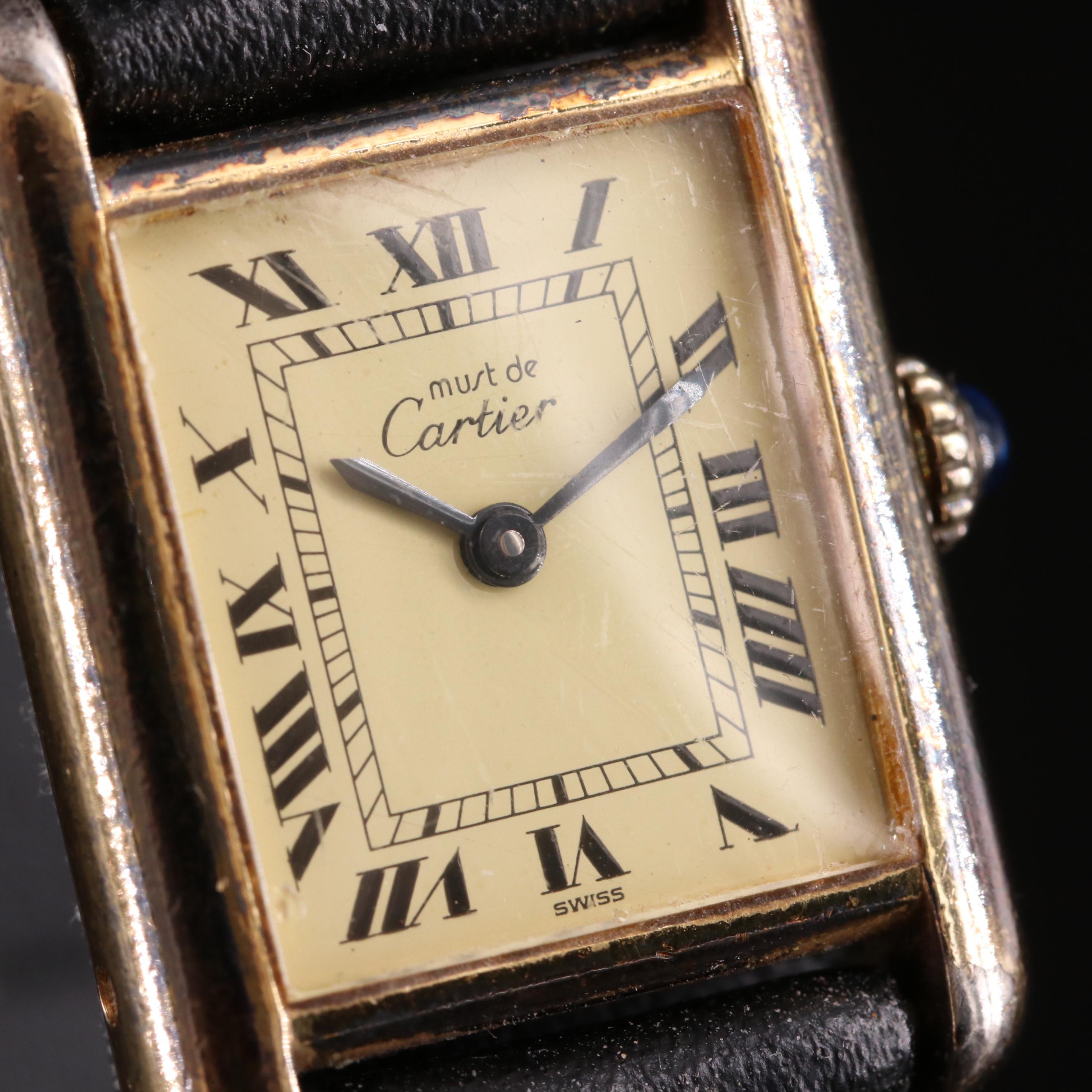 Cartier Must de Cartier 925 Argent, 20-Microns Plated Tank Watch
