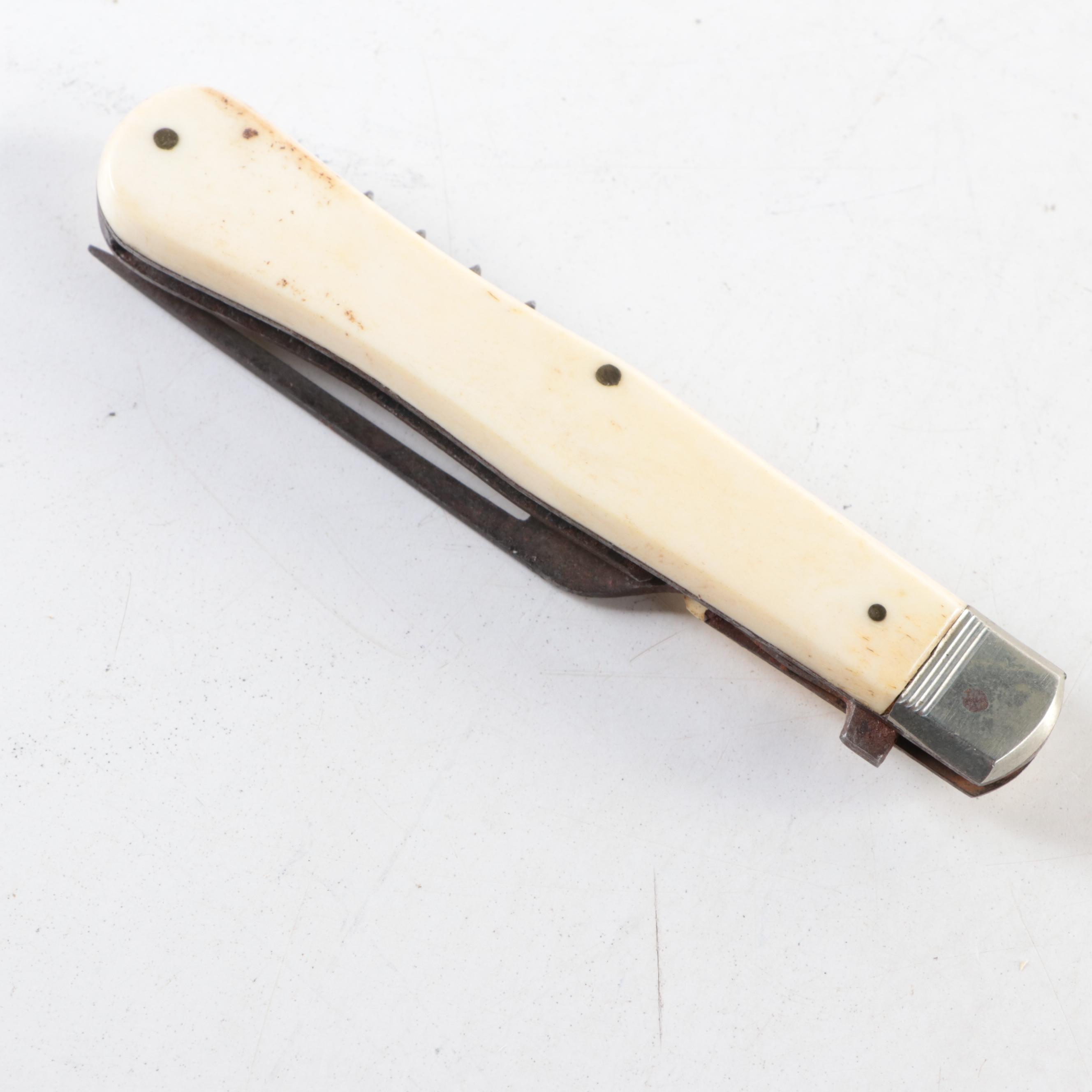 French Bone Handled Folding Flatware Set, Early 20th Century