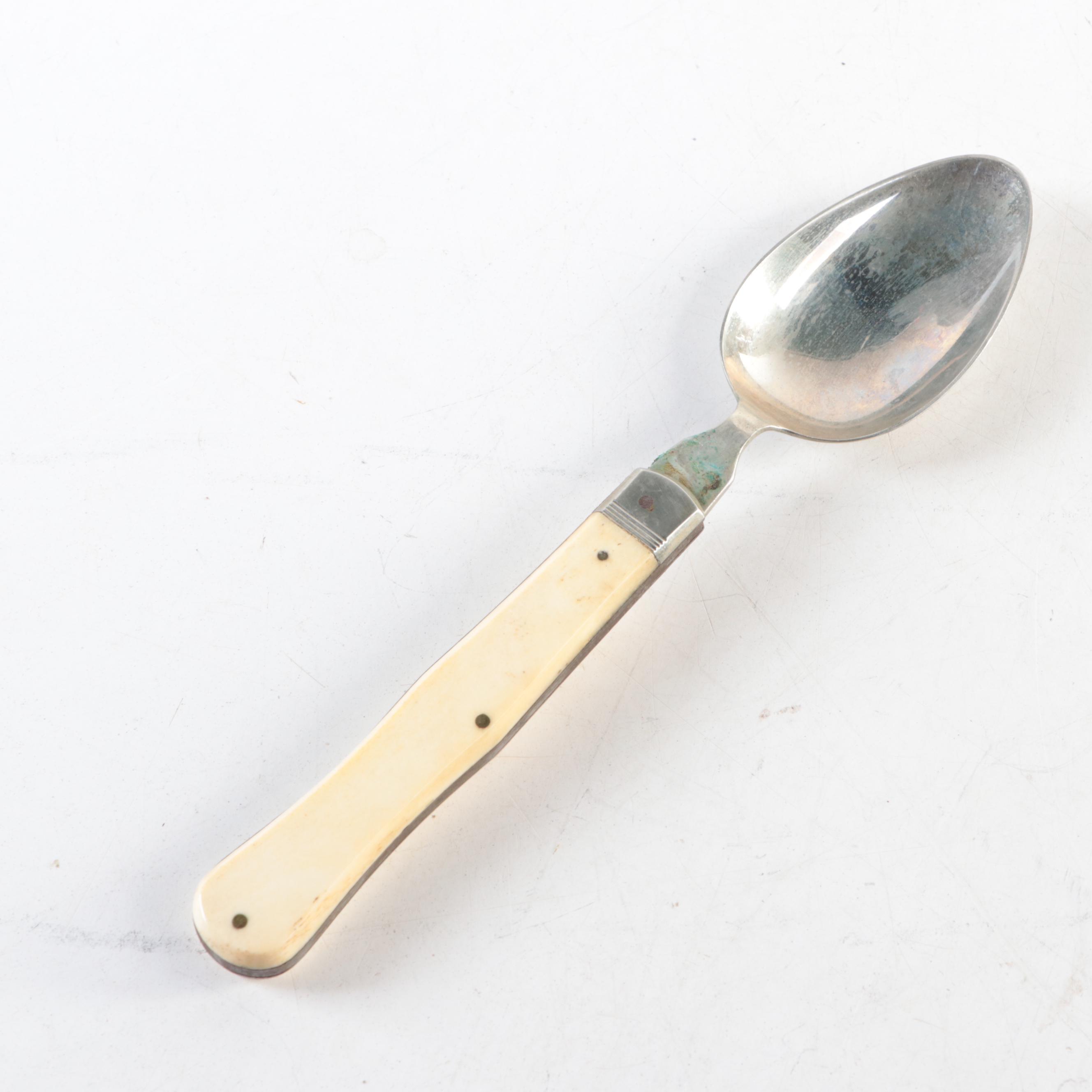 French Bone Handled Folding Flatware Set, Early 20th Century