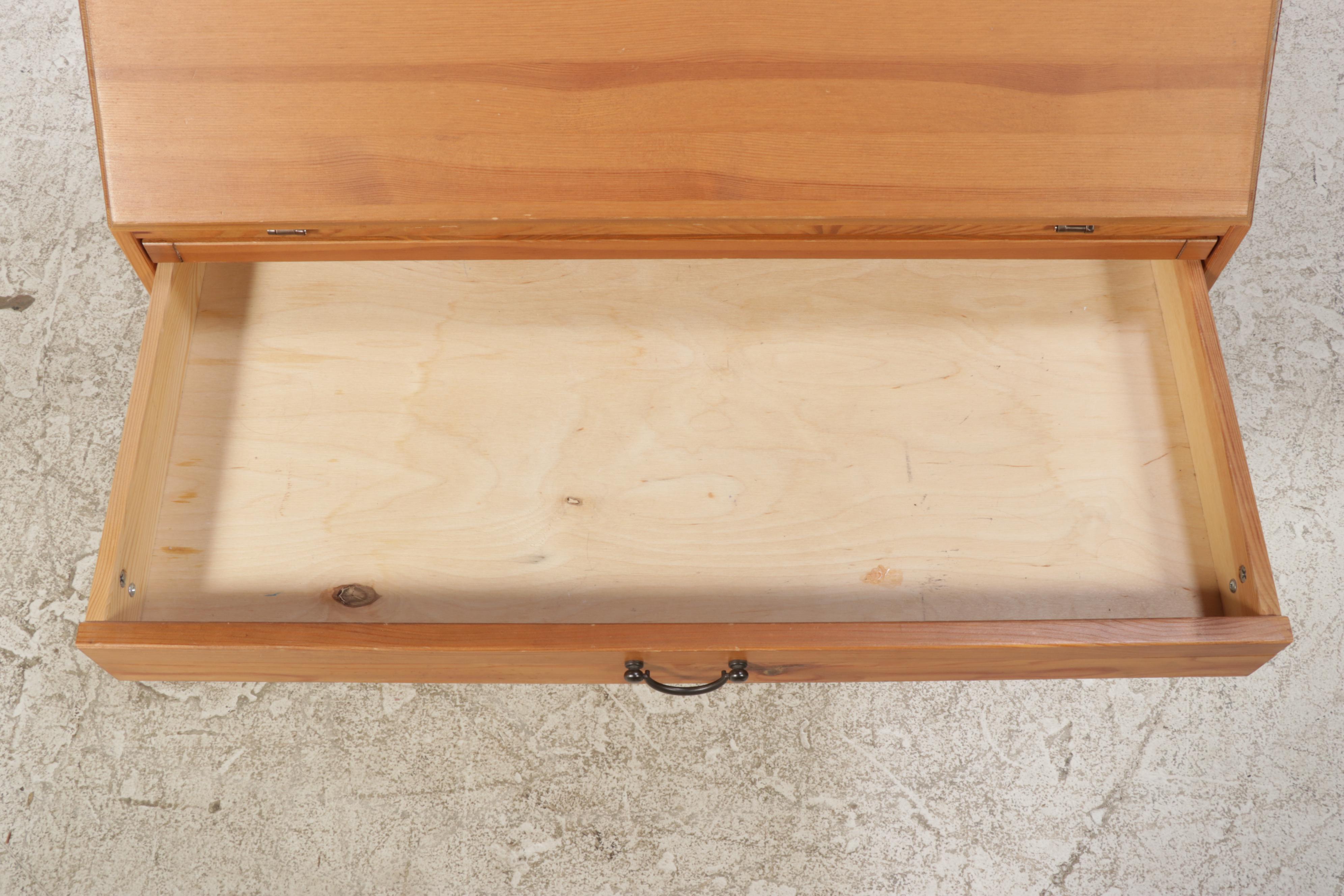 IKEA Pine Slant-Front Desk Plus Crate & Barrel Slip-Covered Side Chair