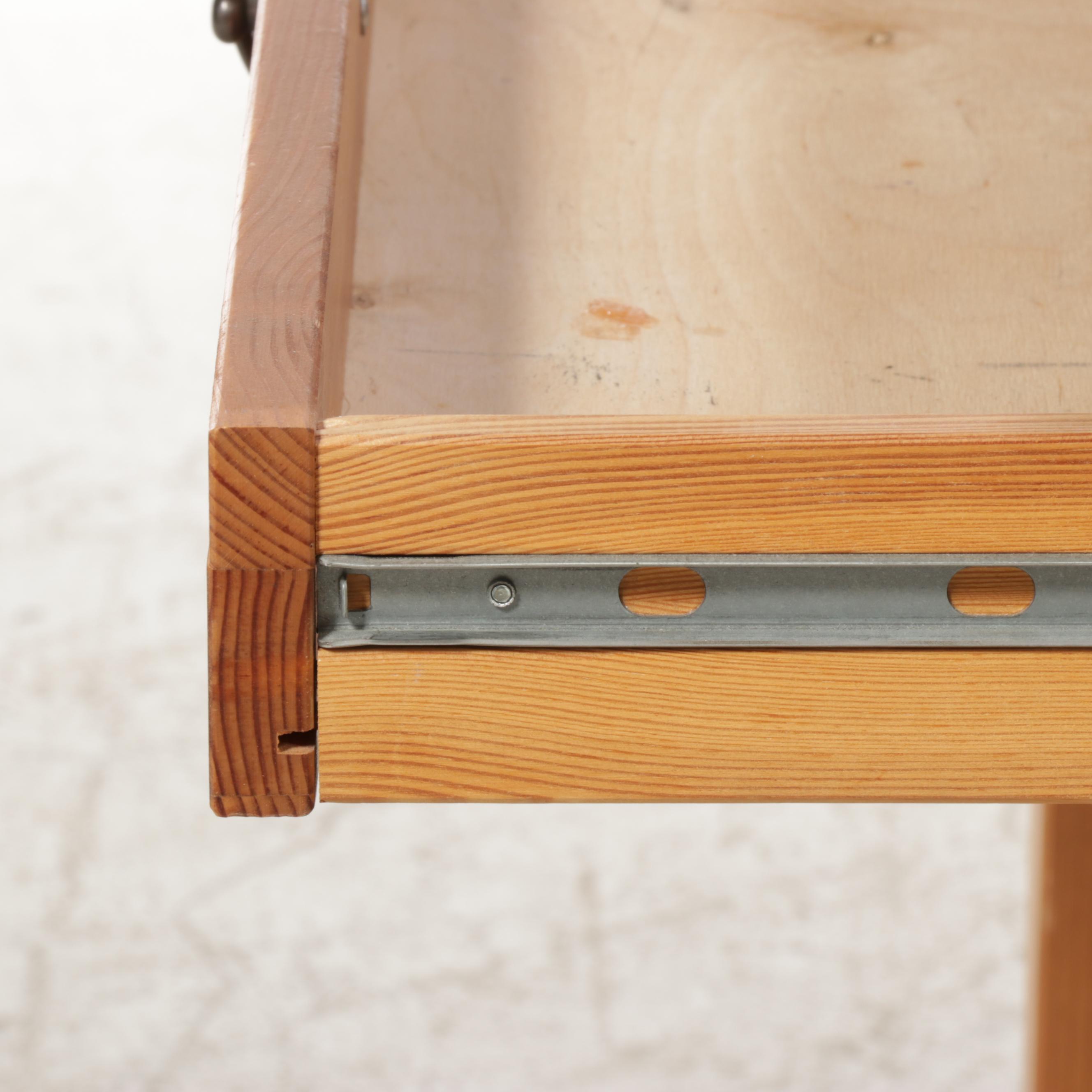 IKEA Pine Slant-Front Desk Plus Crate & Barrel Slip-Covered Side Chair