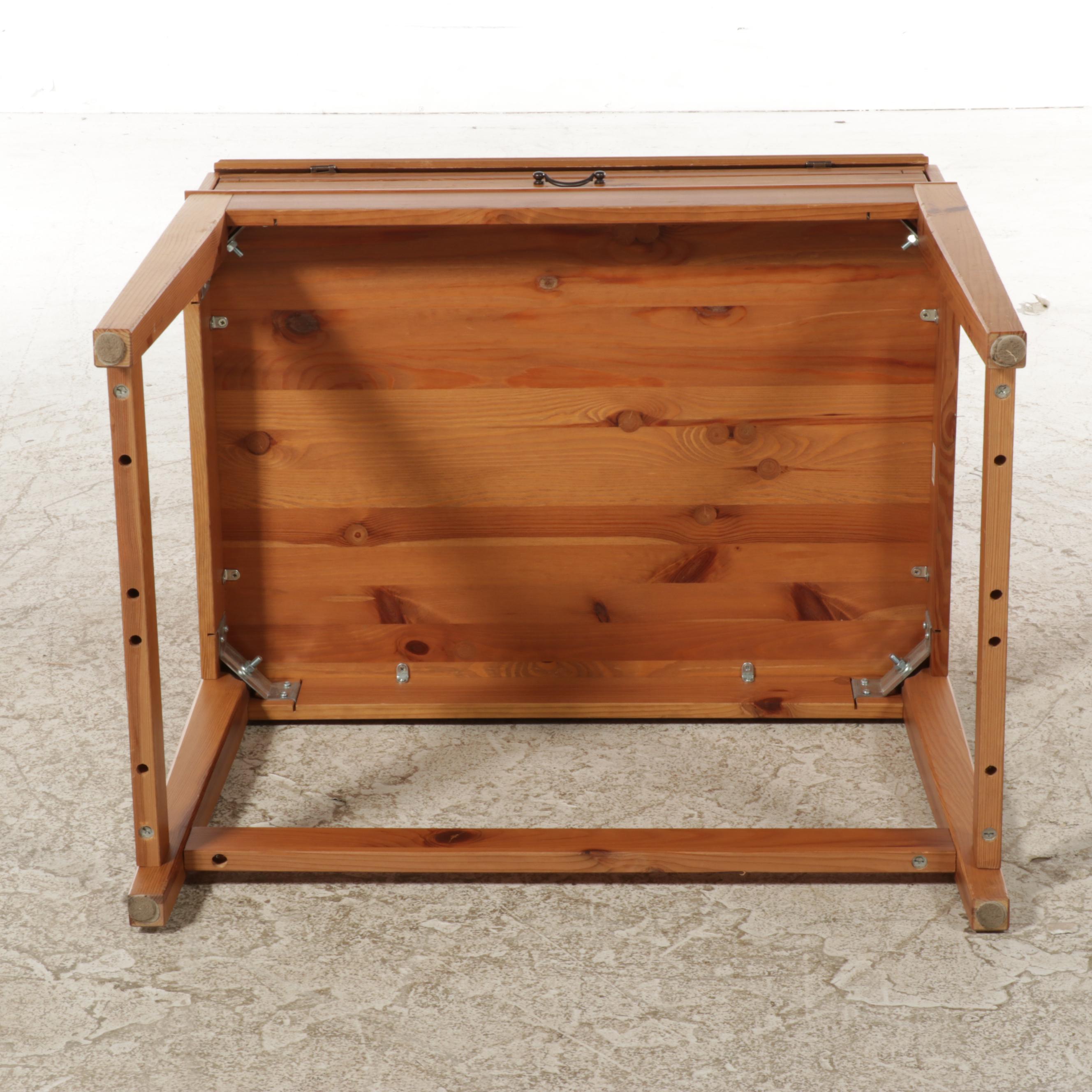 IKEA Pine Slant-Front Desk Plus Crate & Barrel Slip-Covered Side Chair