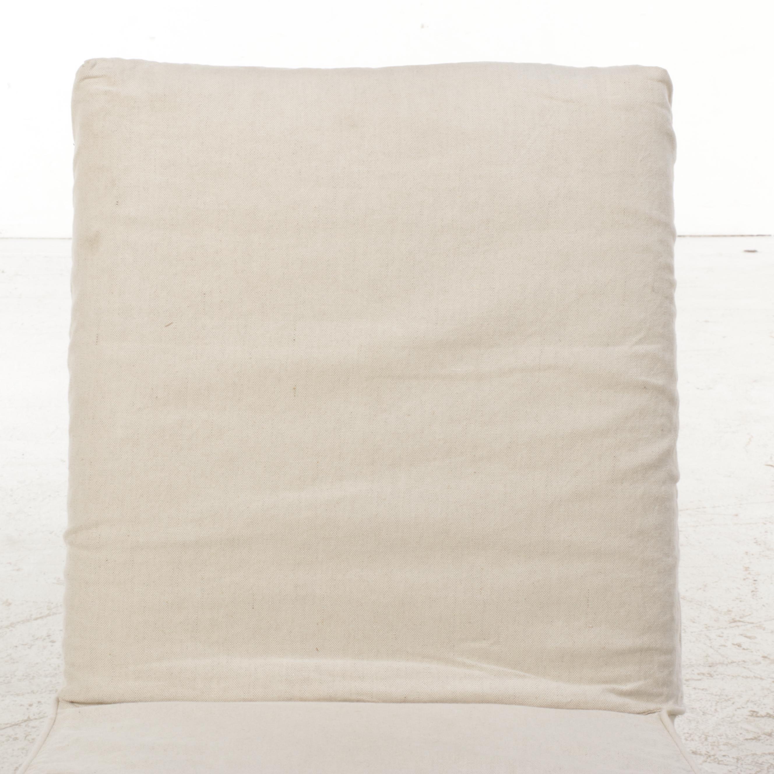 IKEA Pine Slant-Front Desk Plus Crate & Barrel Slip-Covered Side Chair