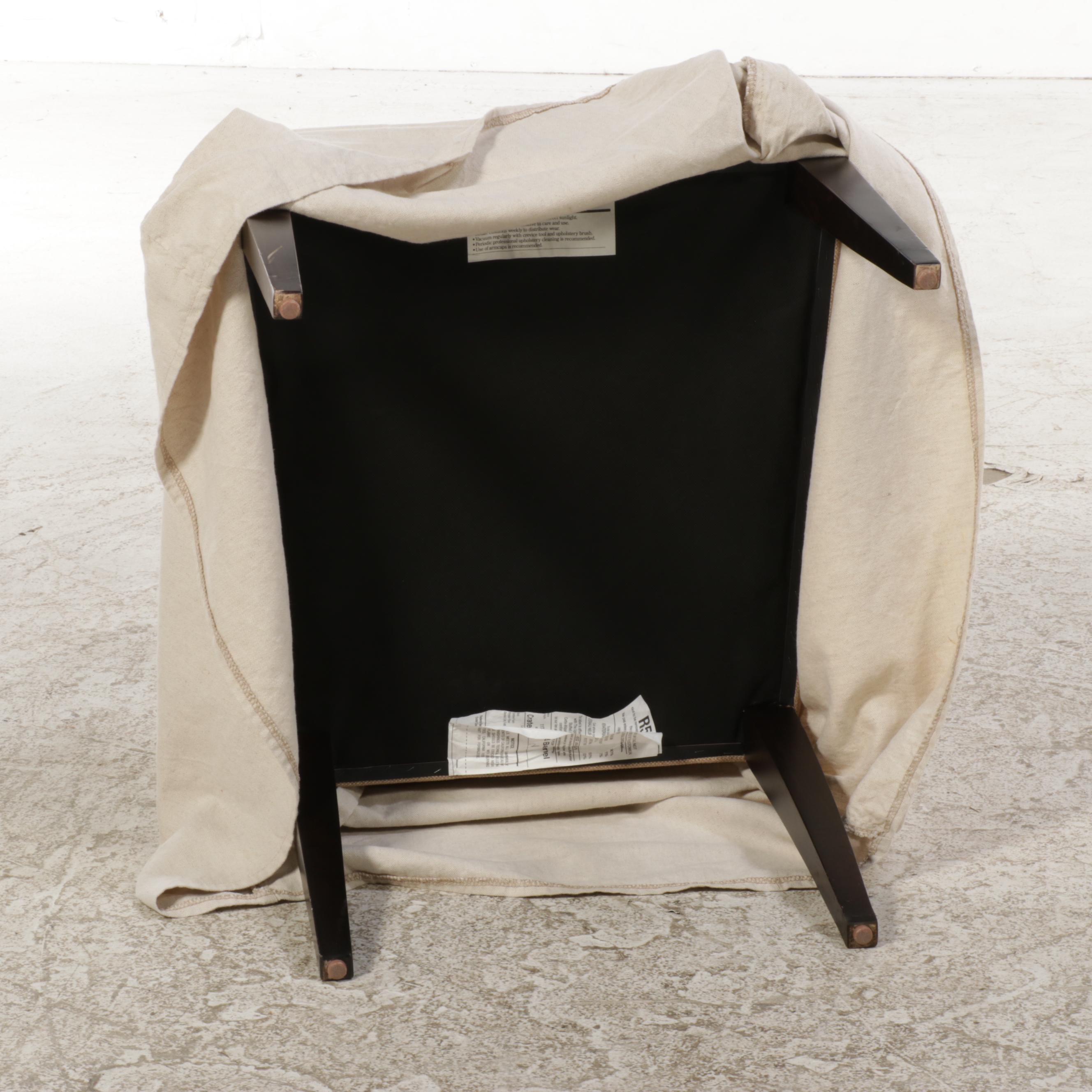 IKEA Pine Slant-Front Desk Plus Crate & Barrel Slip-Covered Side Chair