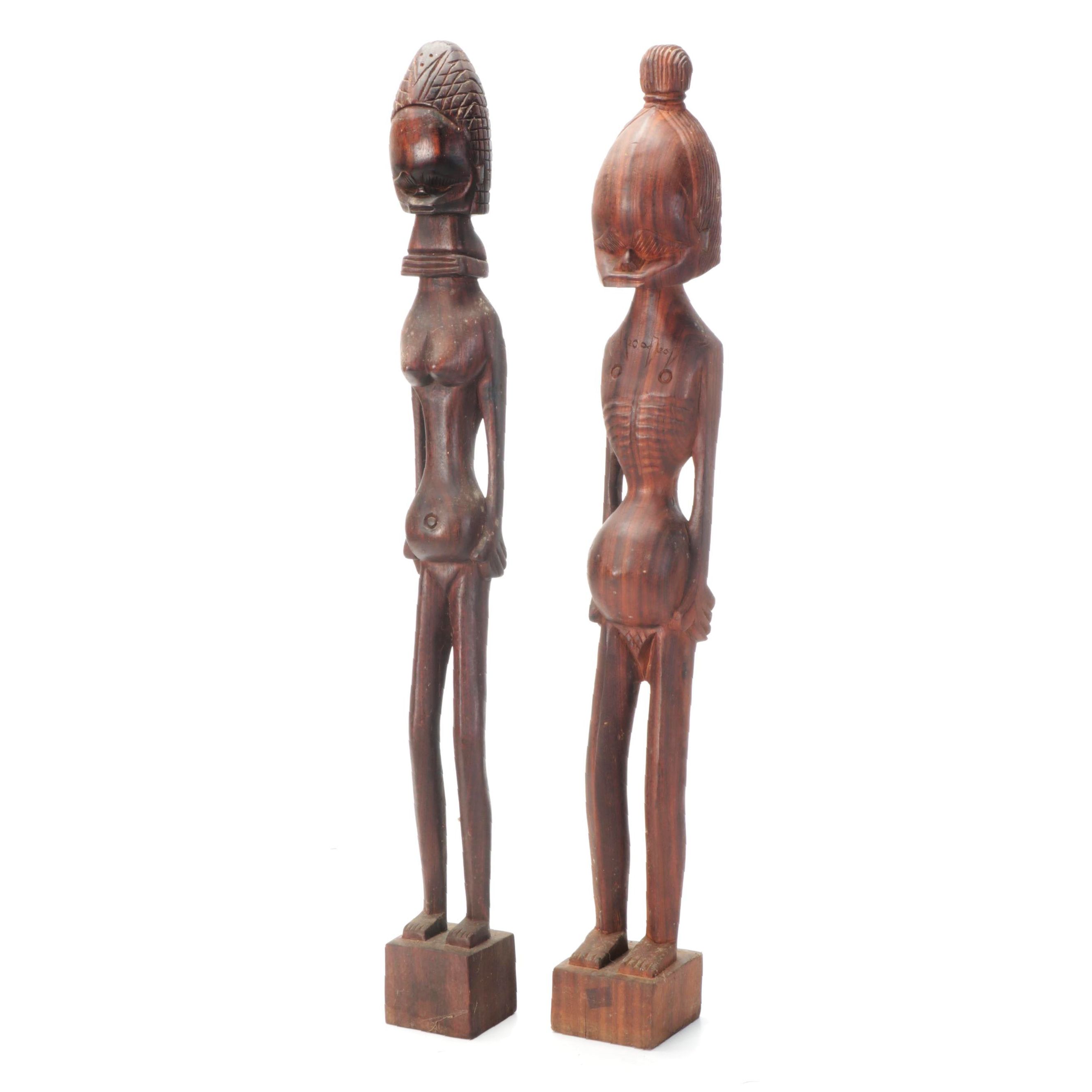 African Hand-Carved Wooden Fertility Sculptures