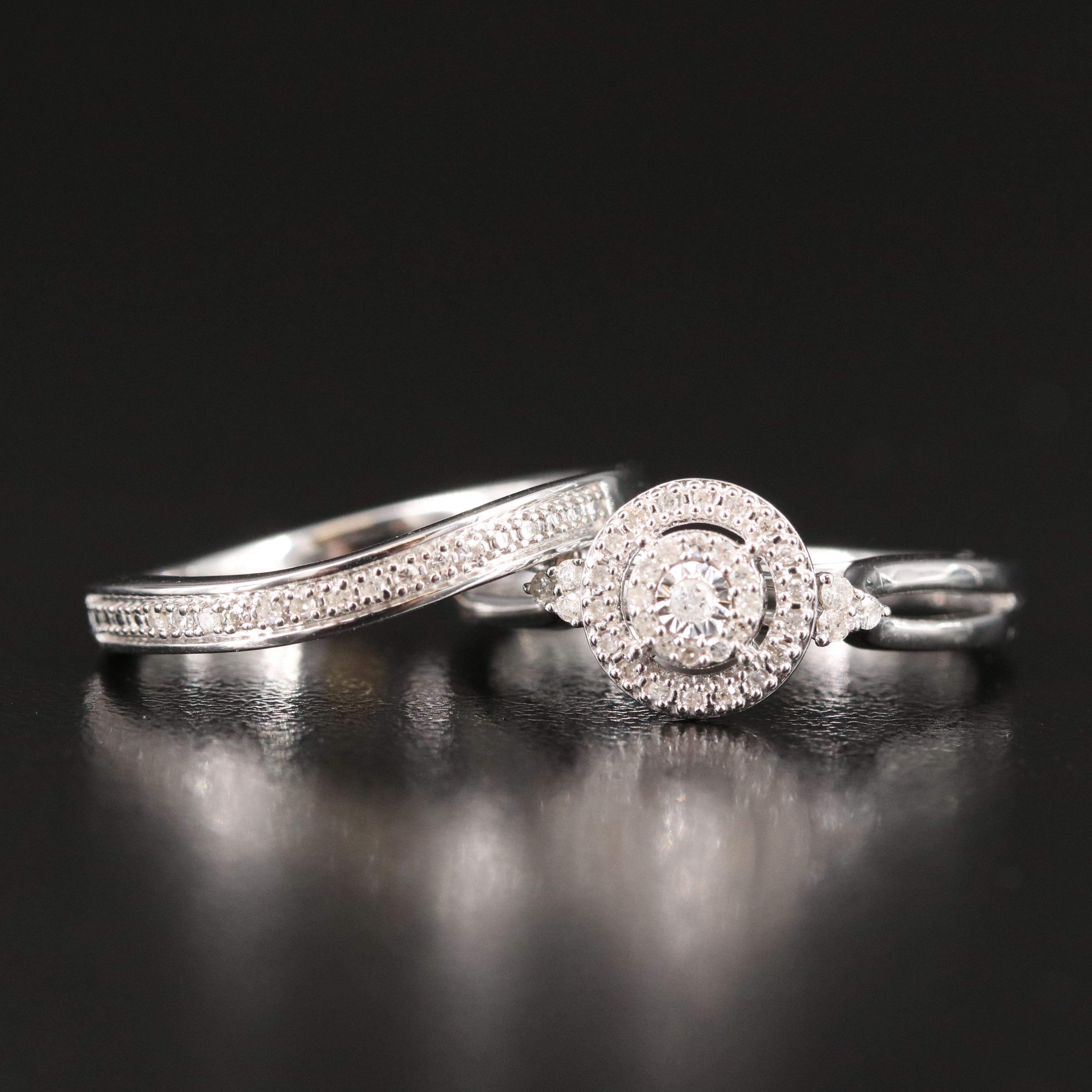Sterling Diamond Ring Set
