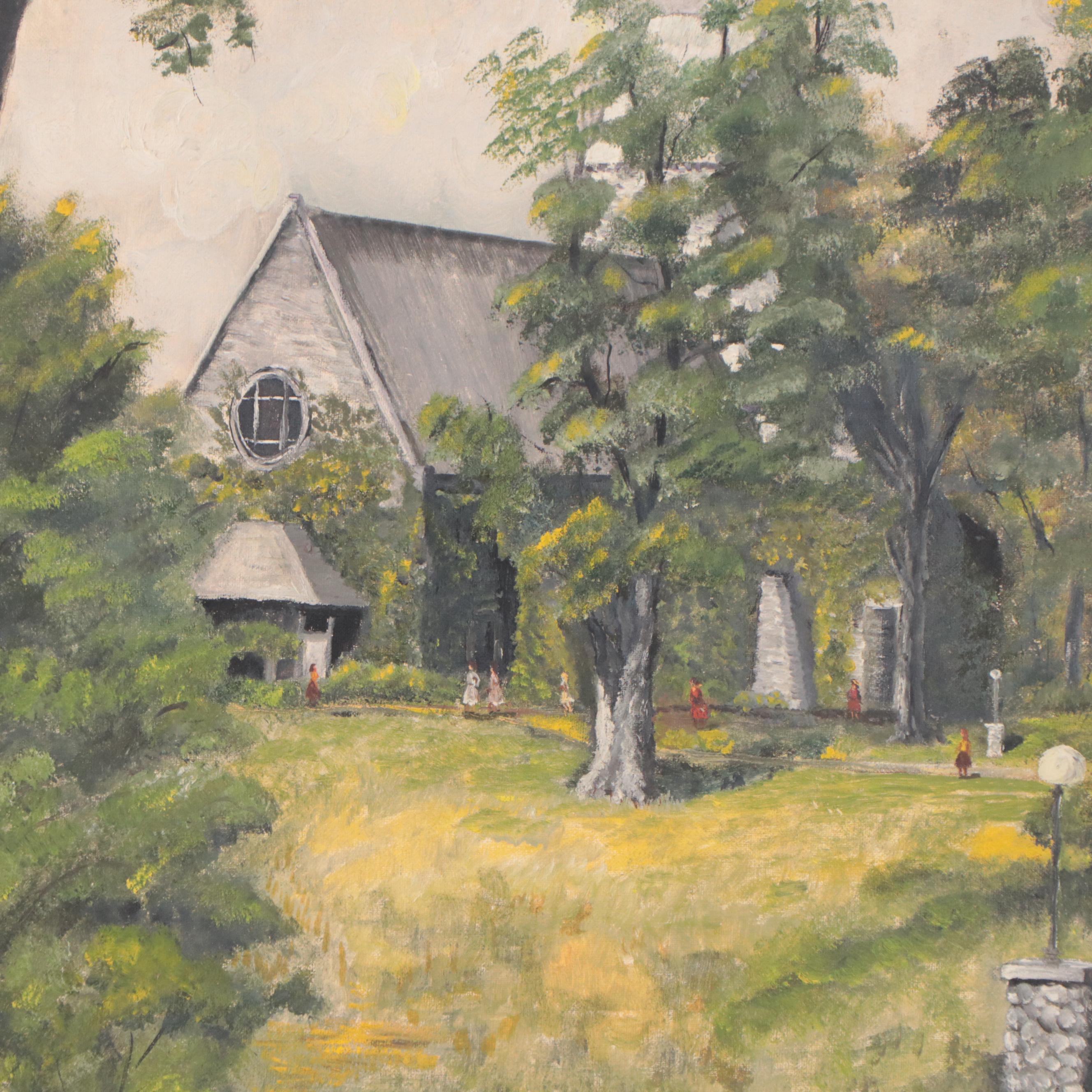 Marjorie Kinkead Folk Oil Painting "The Chapel", 1950