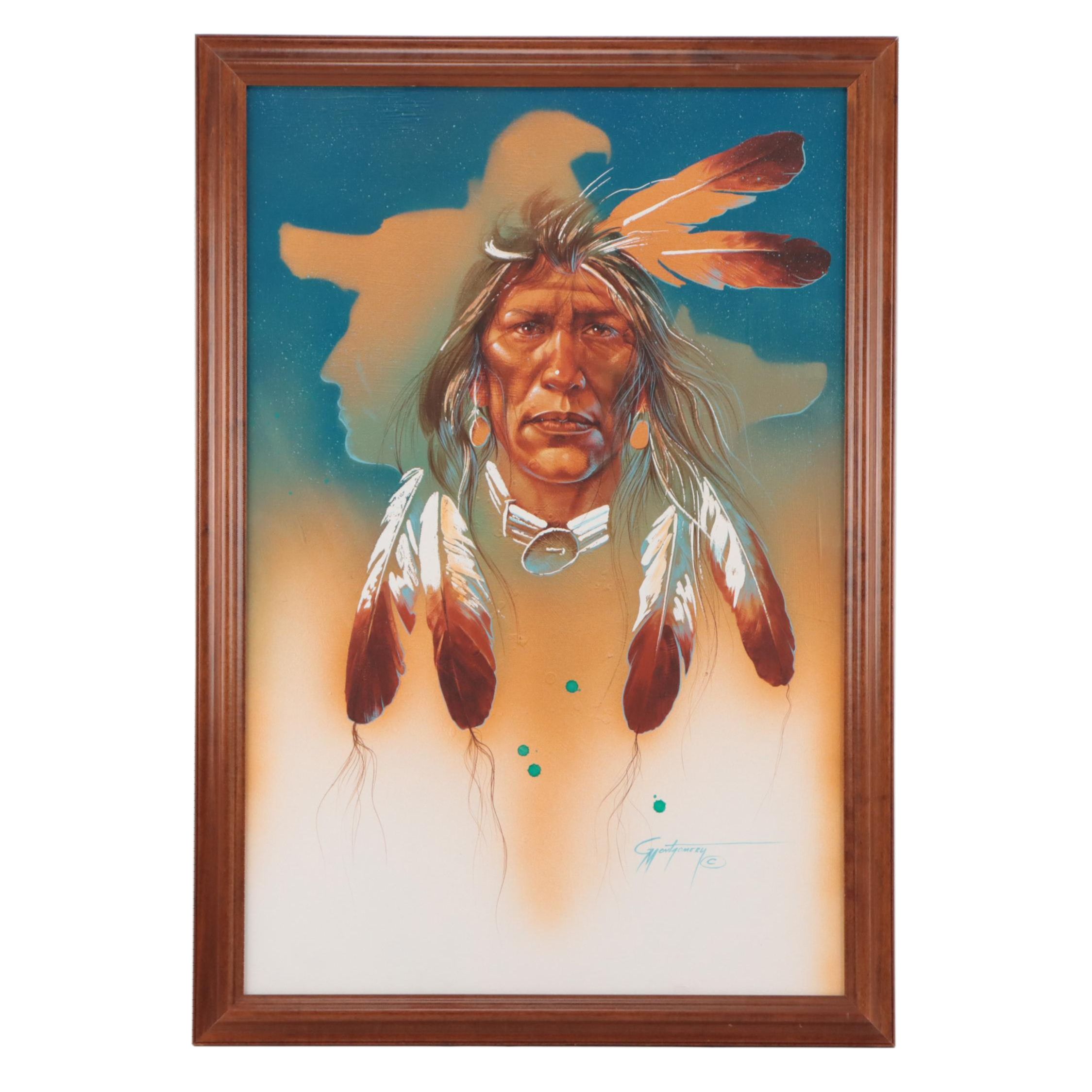 Gary Montgomery Oil Painting of Native American Portrait
