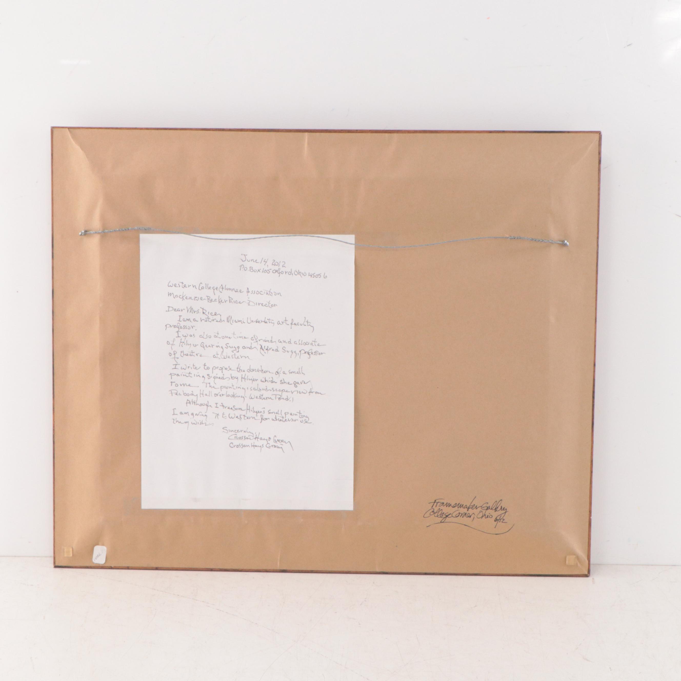 Hilyer Gearing Sugg Oil Painting of Pond Landscape at Peabody Hall