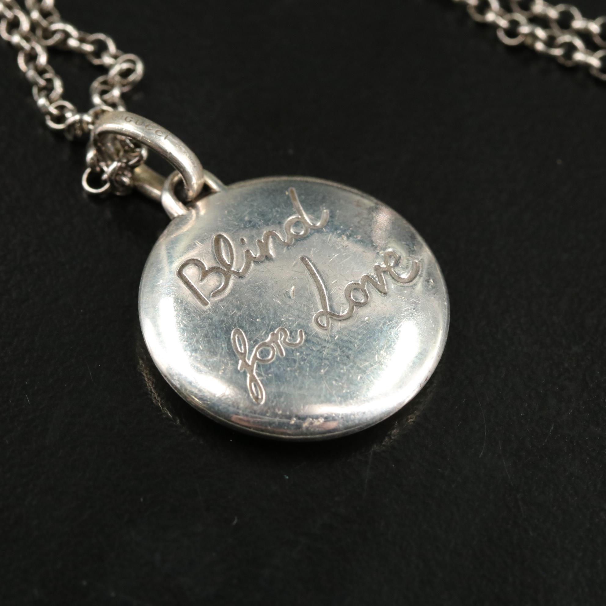 Gucci Sterling "Blind For Love" Tiger Head Pendant Necklace