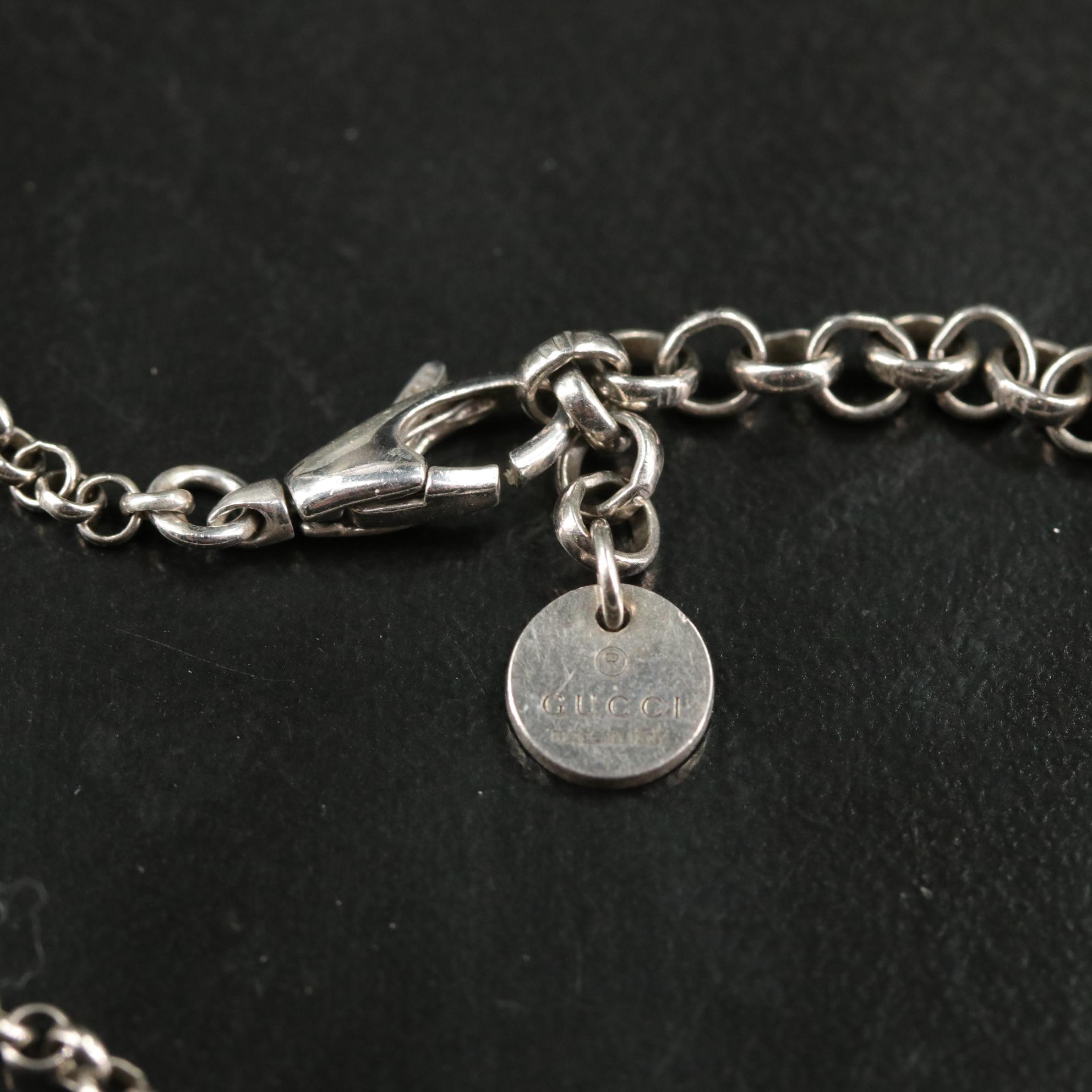 Gucci Sterling "Blind For Love" Tiger Head Pendant Necklace