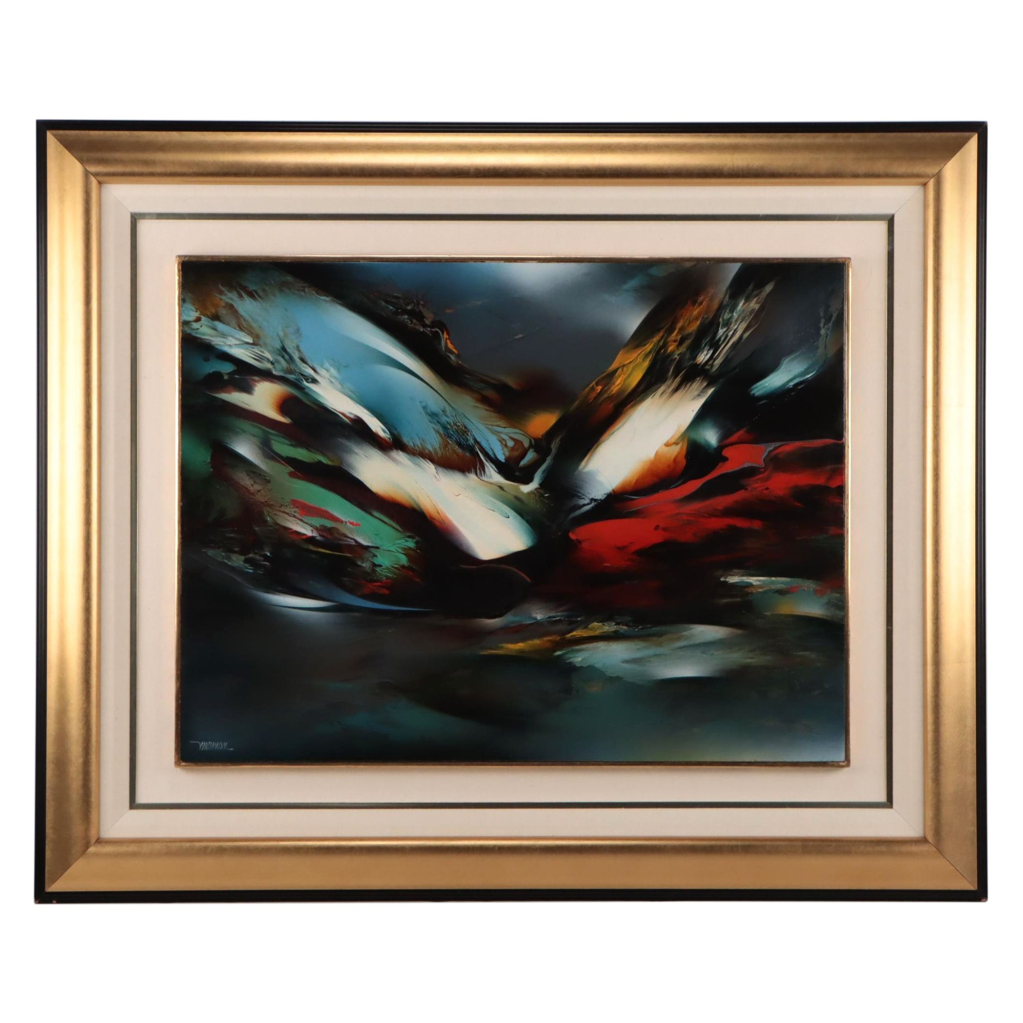 Leonardo Nierman Abstract Expressionist Oil Painting