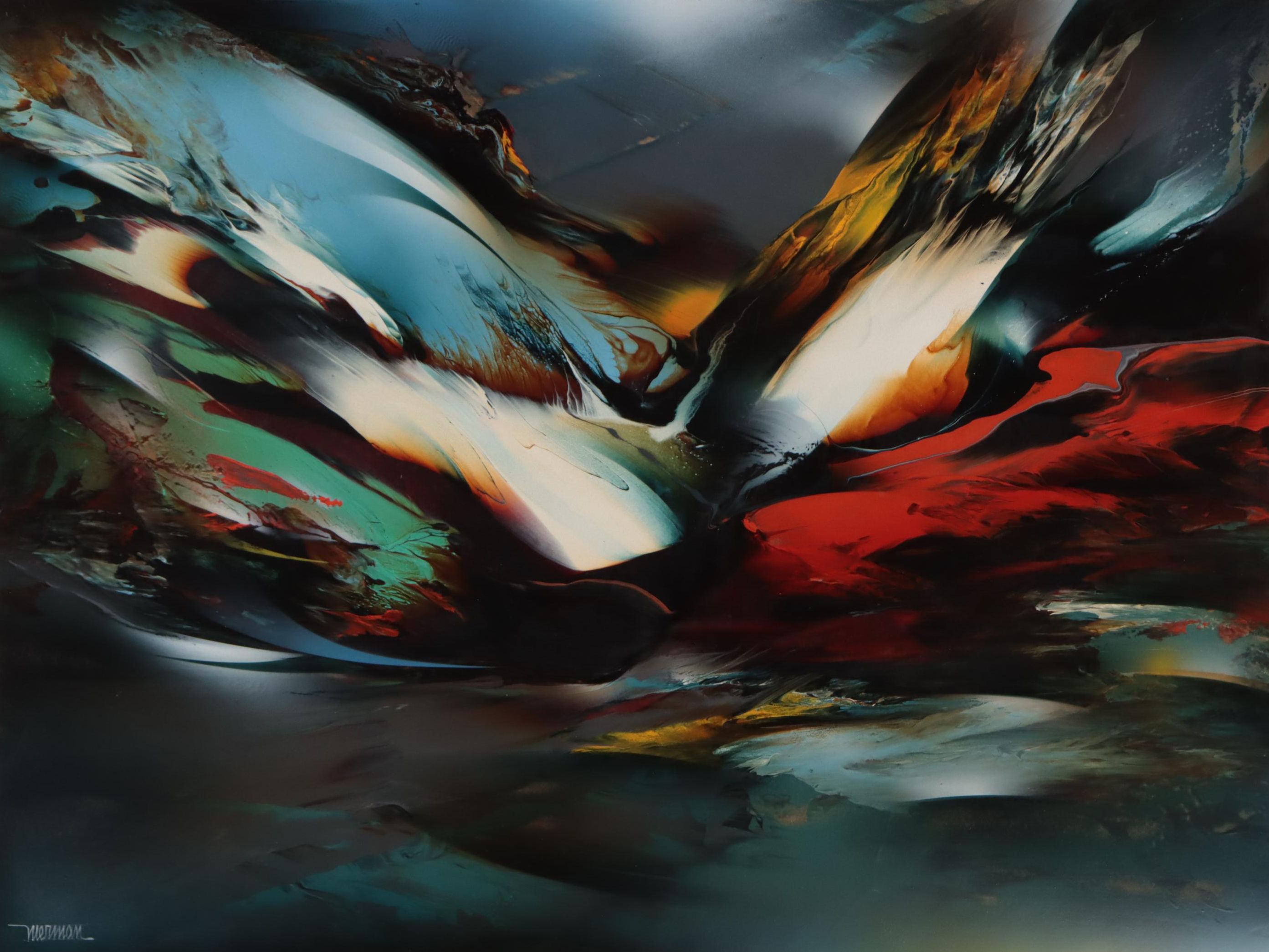 Leonardo Nierman Abstract Expressionist Oil Painting