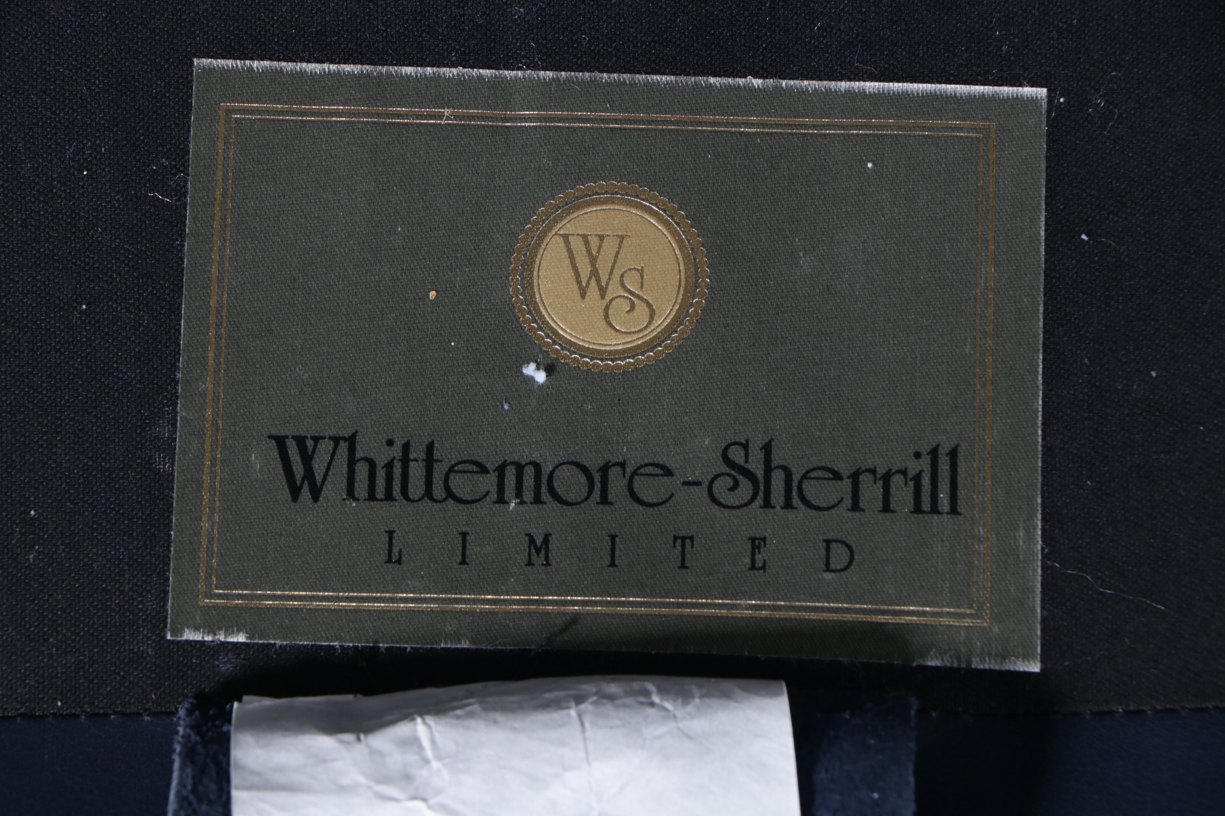 Whittemore-Sherrill Furniture Blue Leather Upholstered and Brass-Tacked Sofa