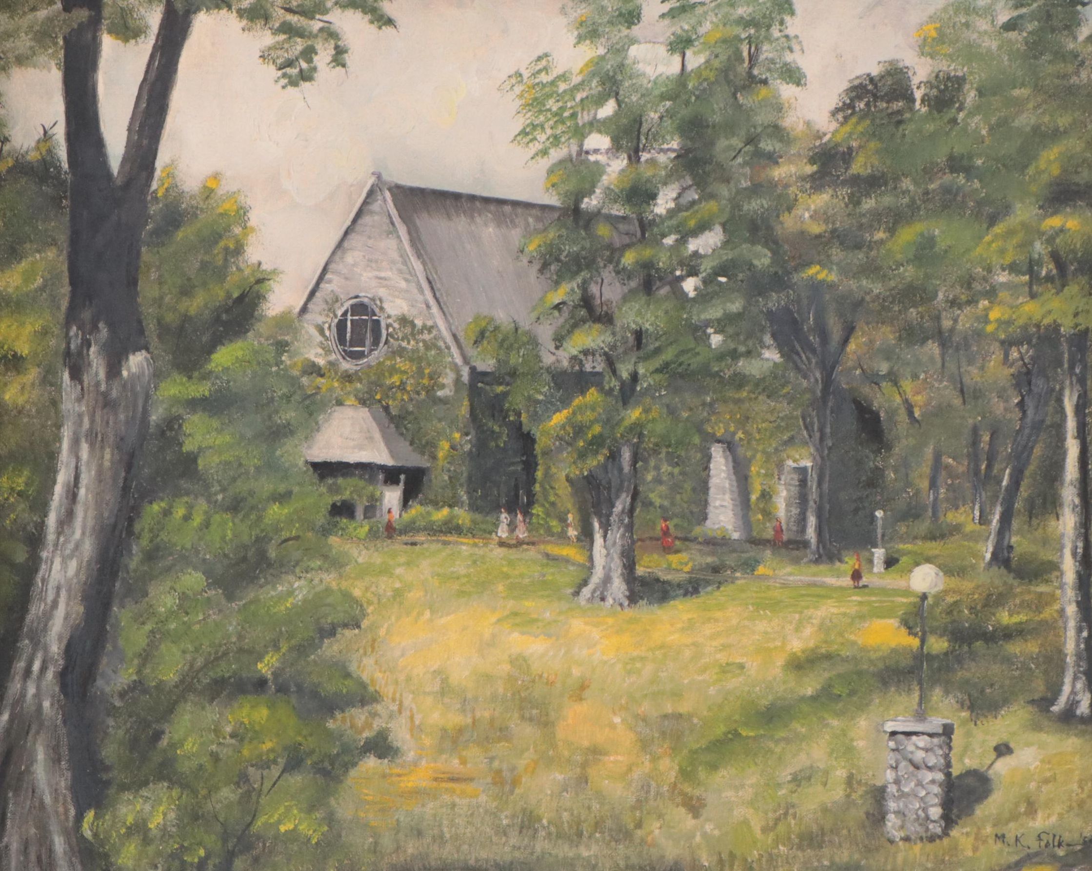 Marjorie Kinkead Folk Oil Painting "The Chapel", 1950