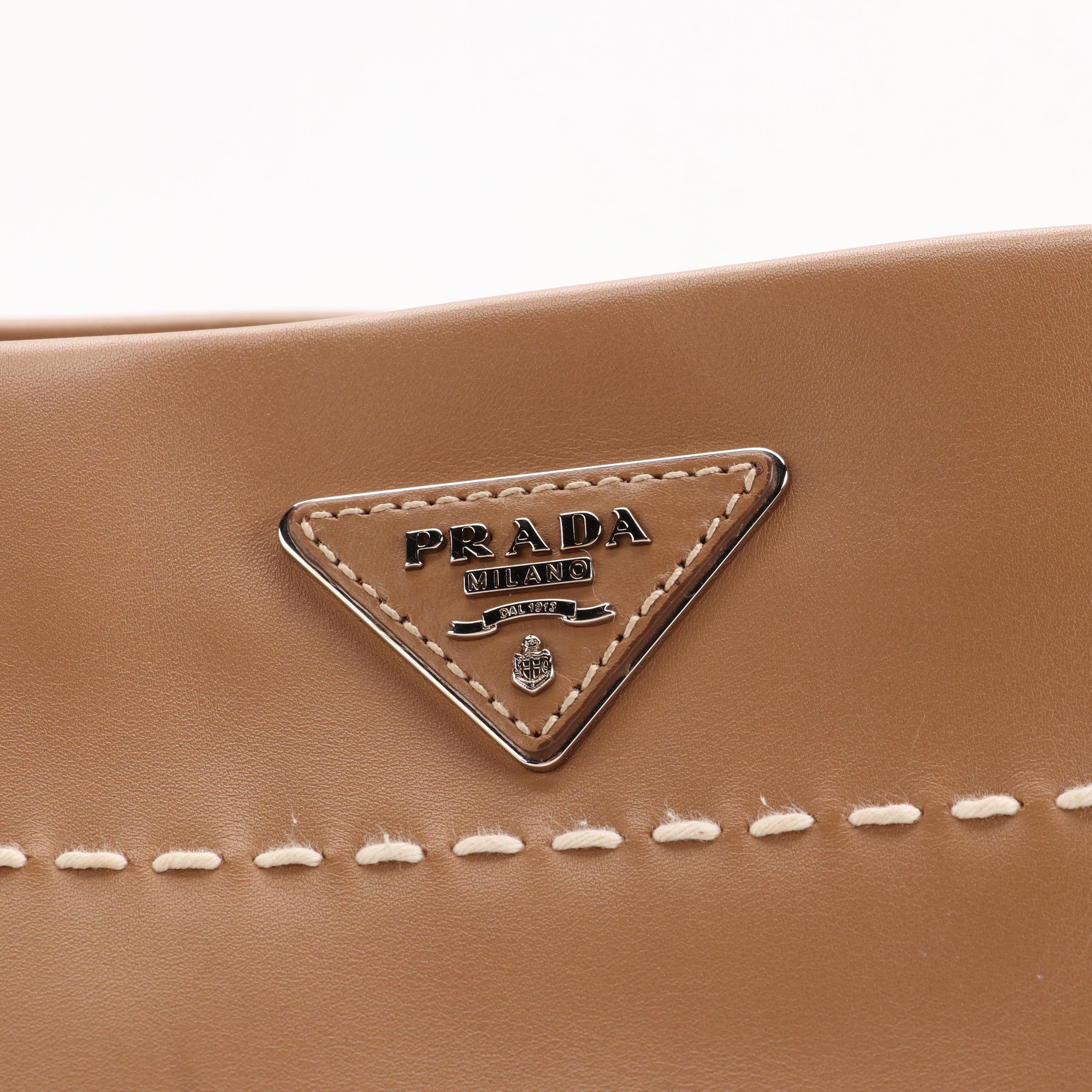 Prada Belted Hobo Stitched City Calf Leather Bag