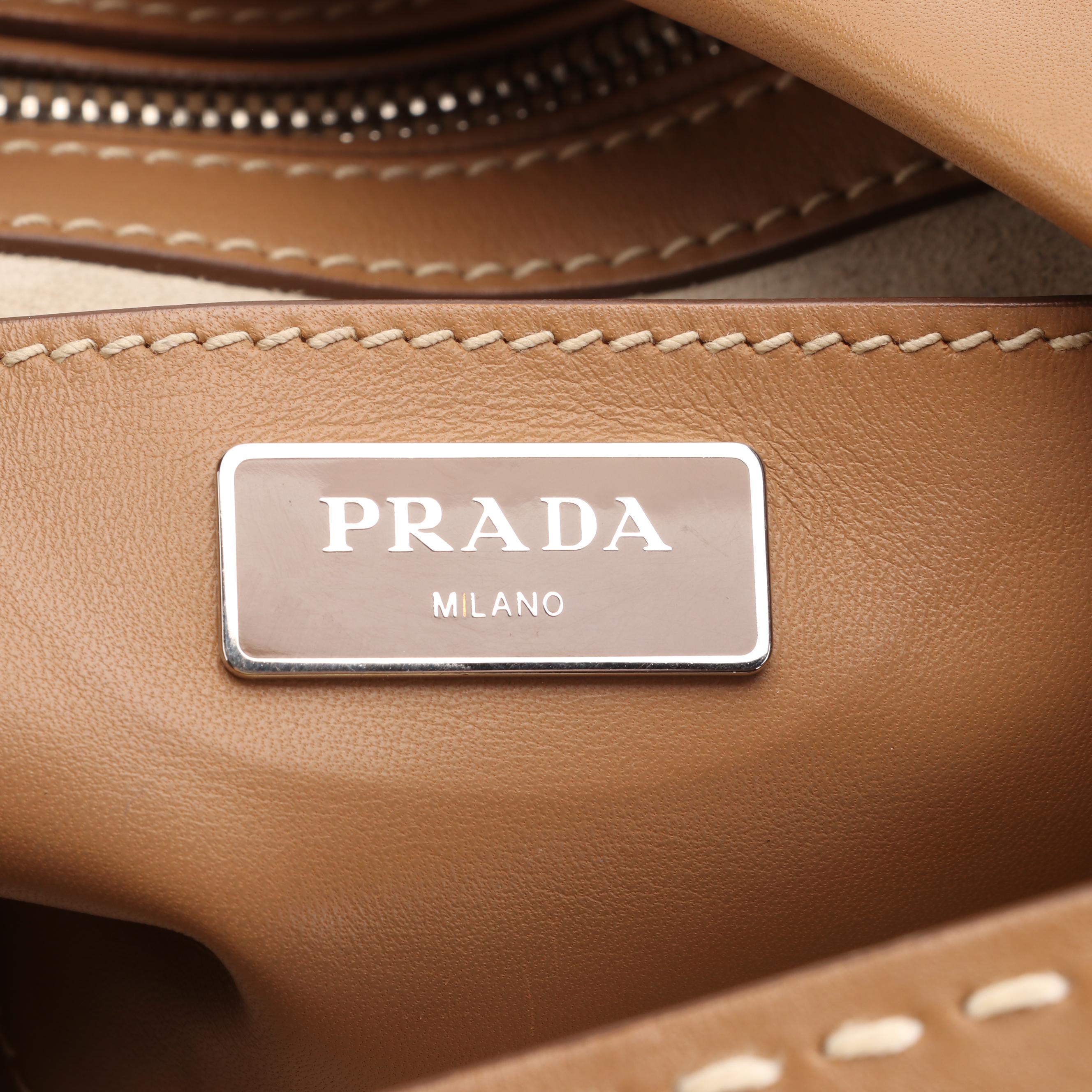 Prada Belted Hobo Stitched City Calf Leather Bag