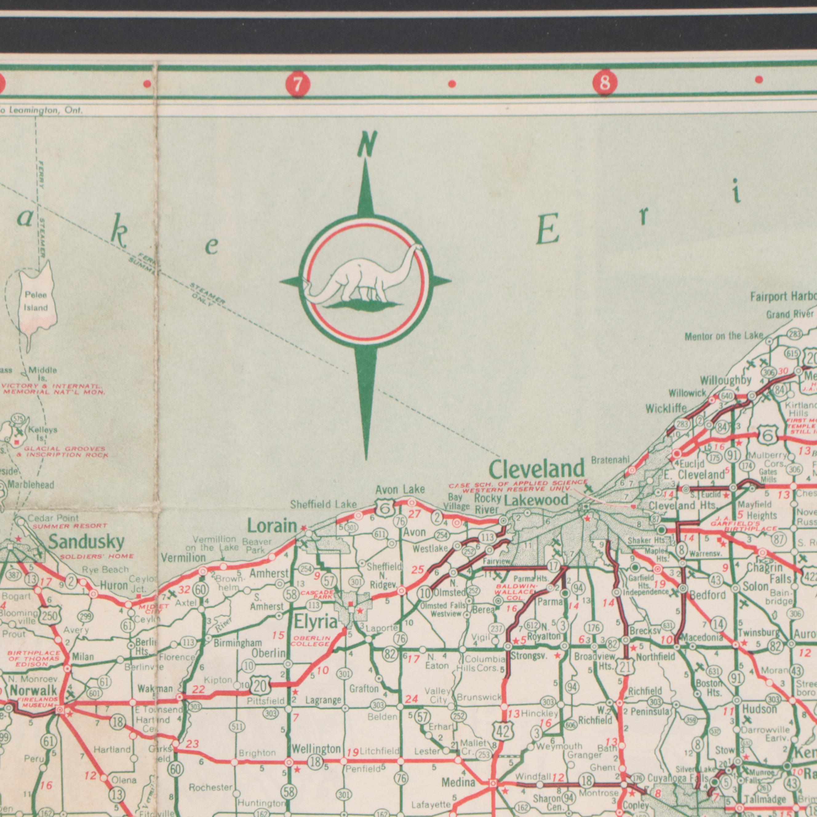 Rand, McNally & Co. and Sinclair Oil Co. Lithograph "Ohio" Map, Circa 1940s