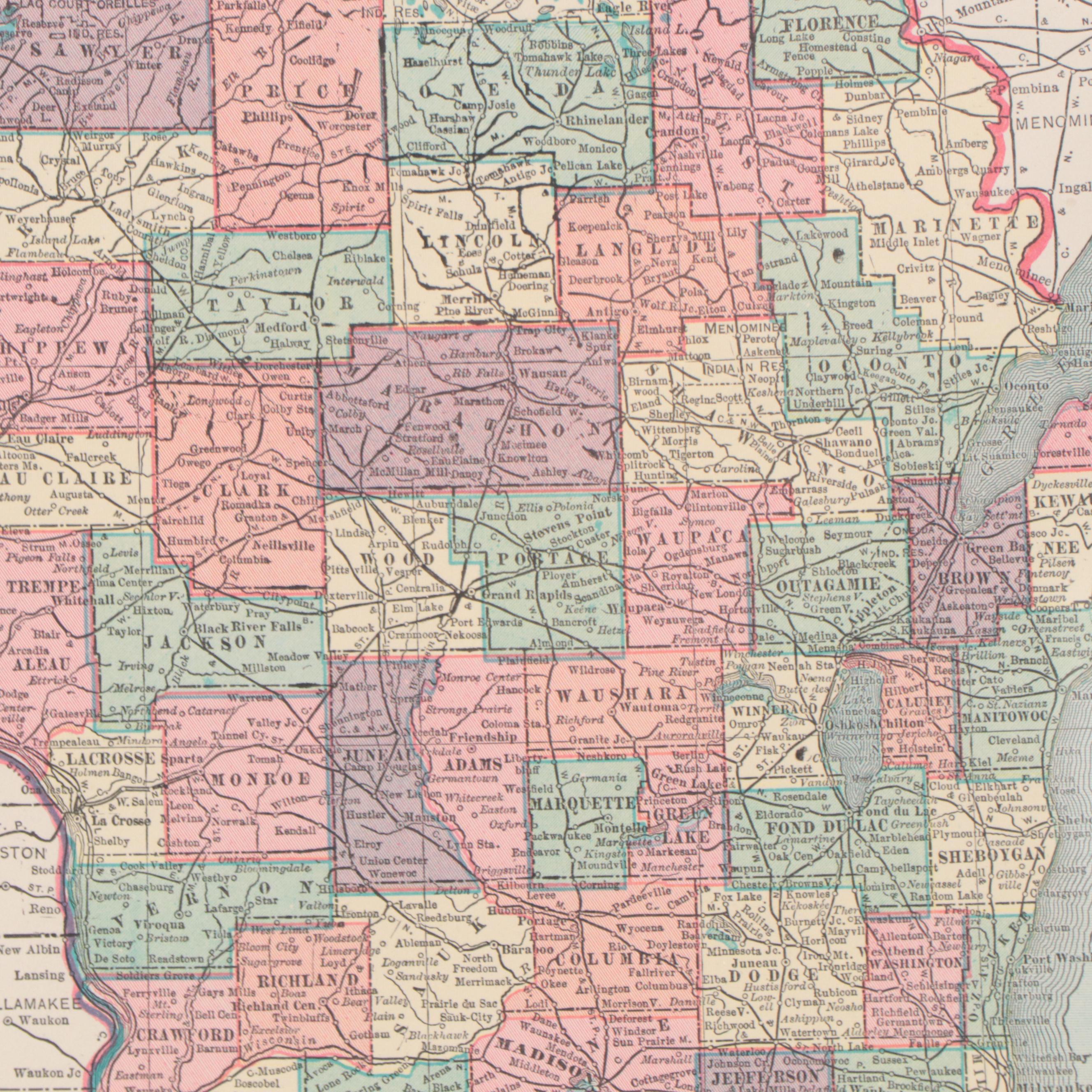 The Geographical Publishing Co. Wax Engraving Map "Wisconsin", 1911