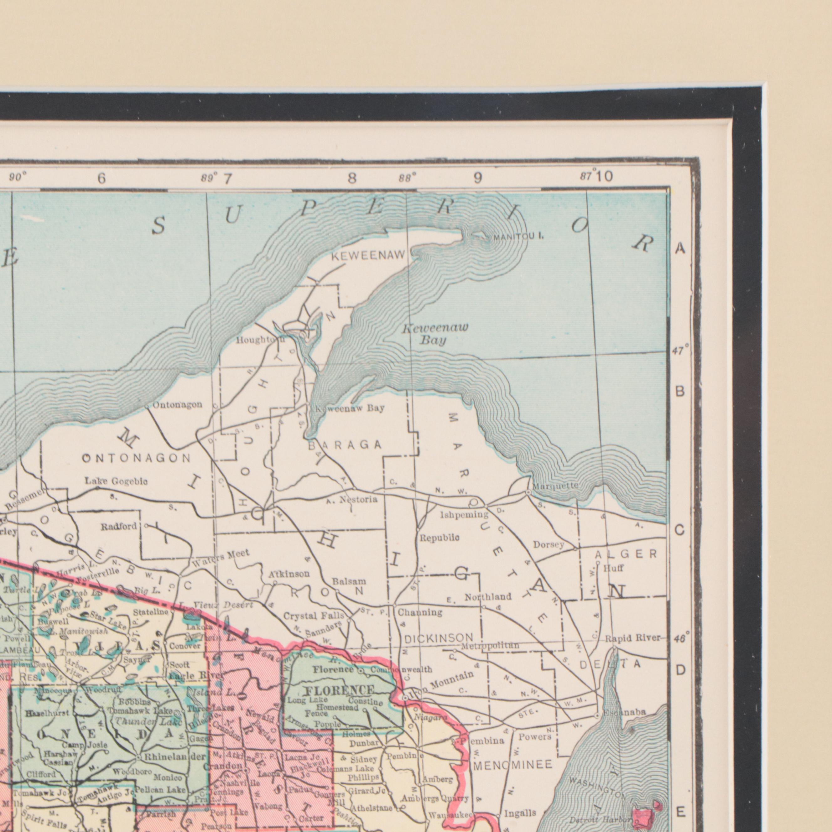 The Geographical Publishing Co. Wax Engraving Map "Wisconsin", 1911