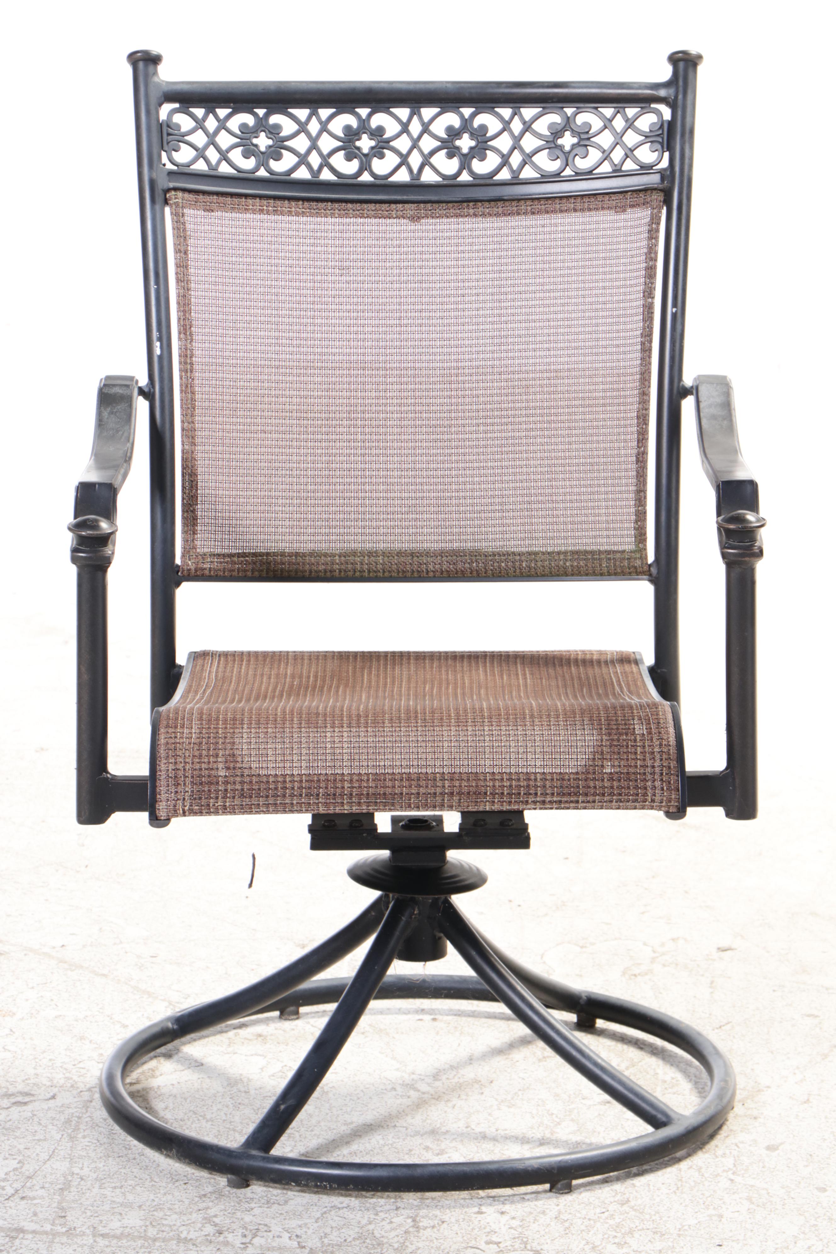 Hampton Bay Aluminum Patio Dining Table and Chairs With PE Mesh Upholstery