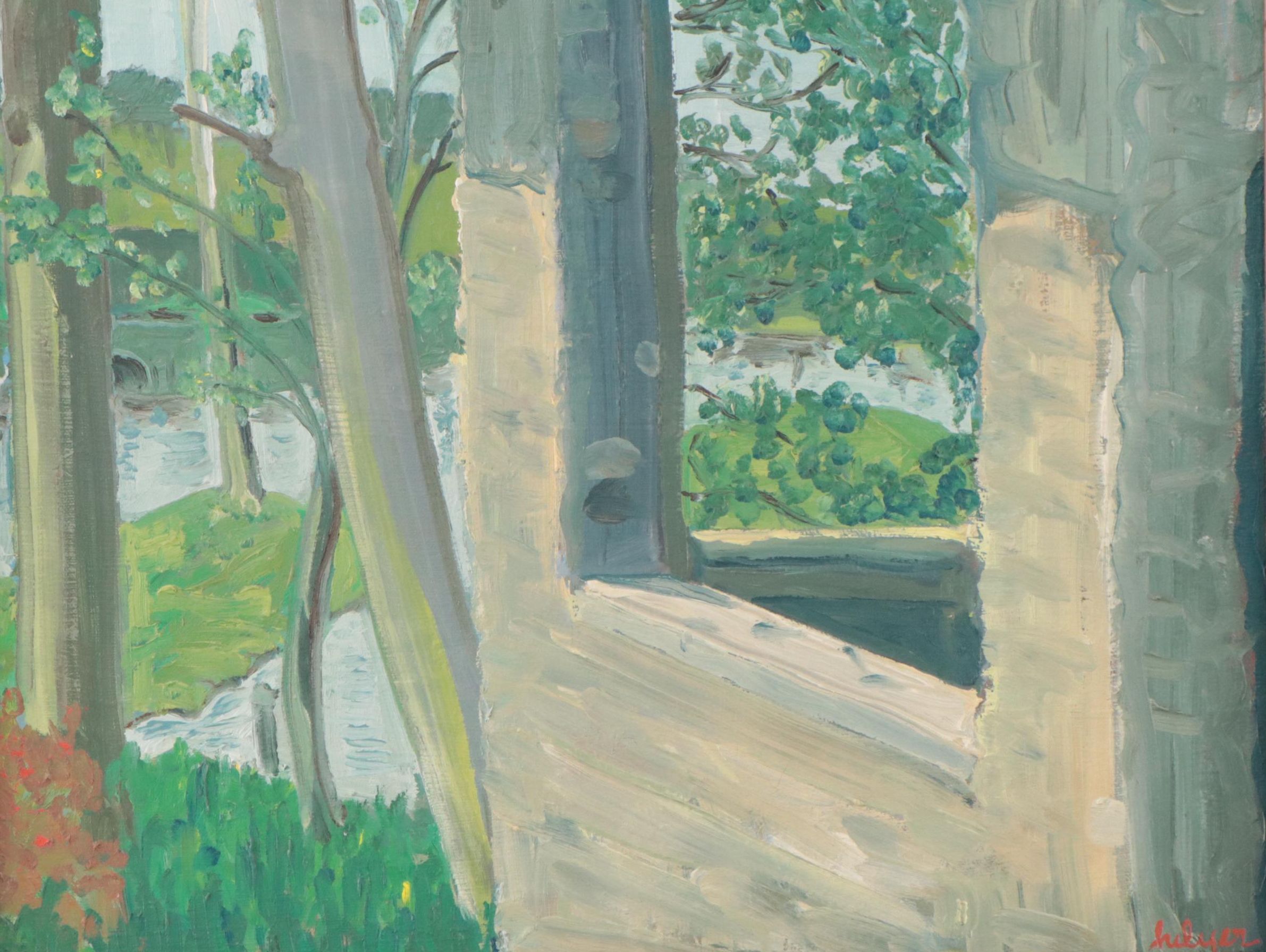 Hilyer Gearing Sugg Oil Painting of Pond Landscape at Peabody Hall