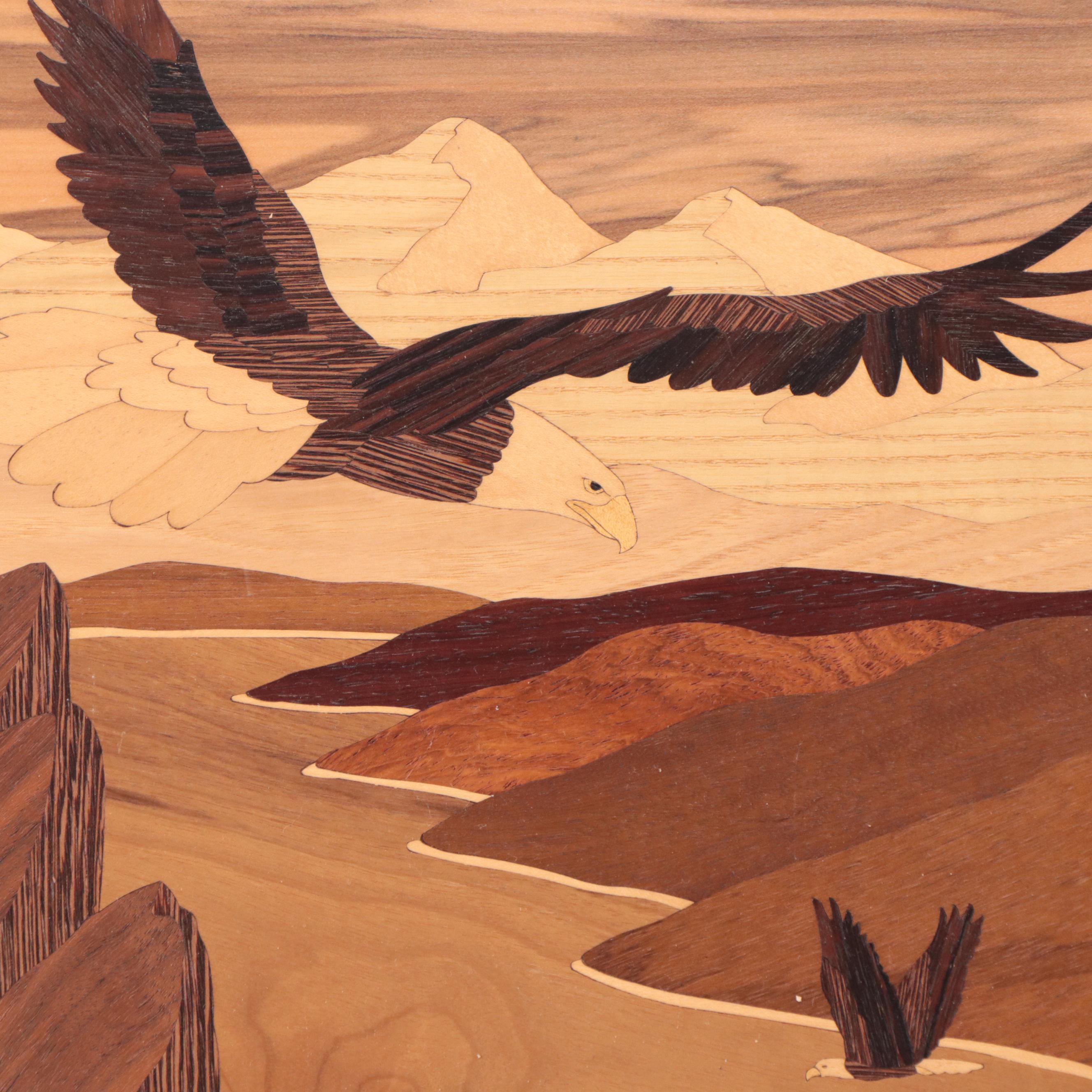 Nelson Wood Inlay Pictorial Wall Panels of Coastal Scenes