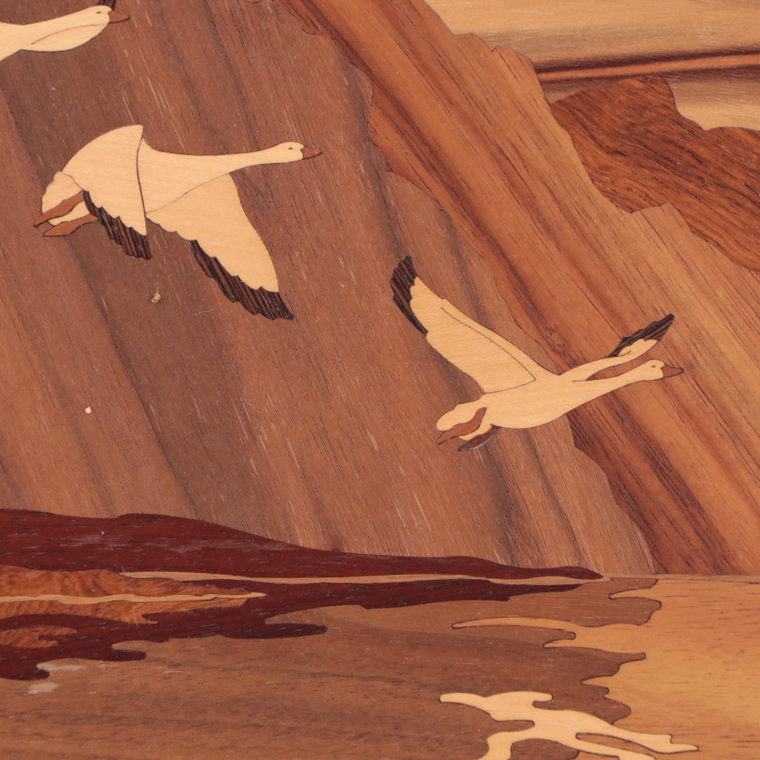 Nelson Wood Inlay Pictorial Wall Panels of Coastal Scenes